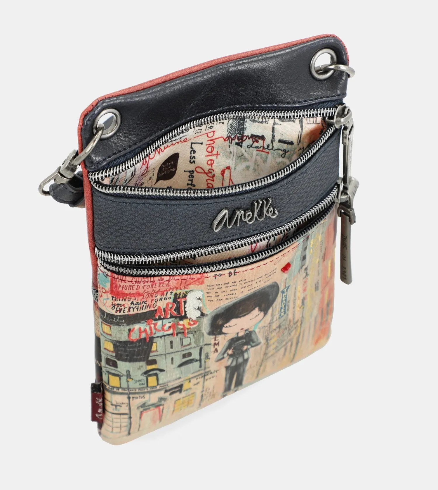 City Art mini crossbody bag with two compartments