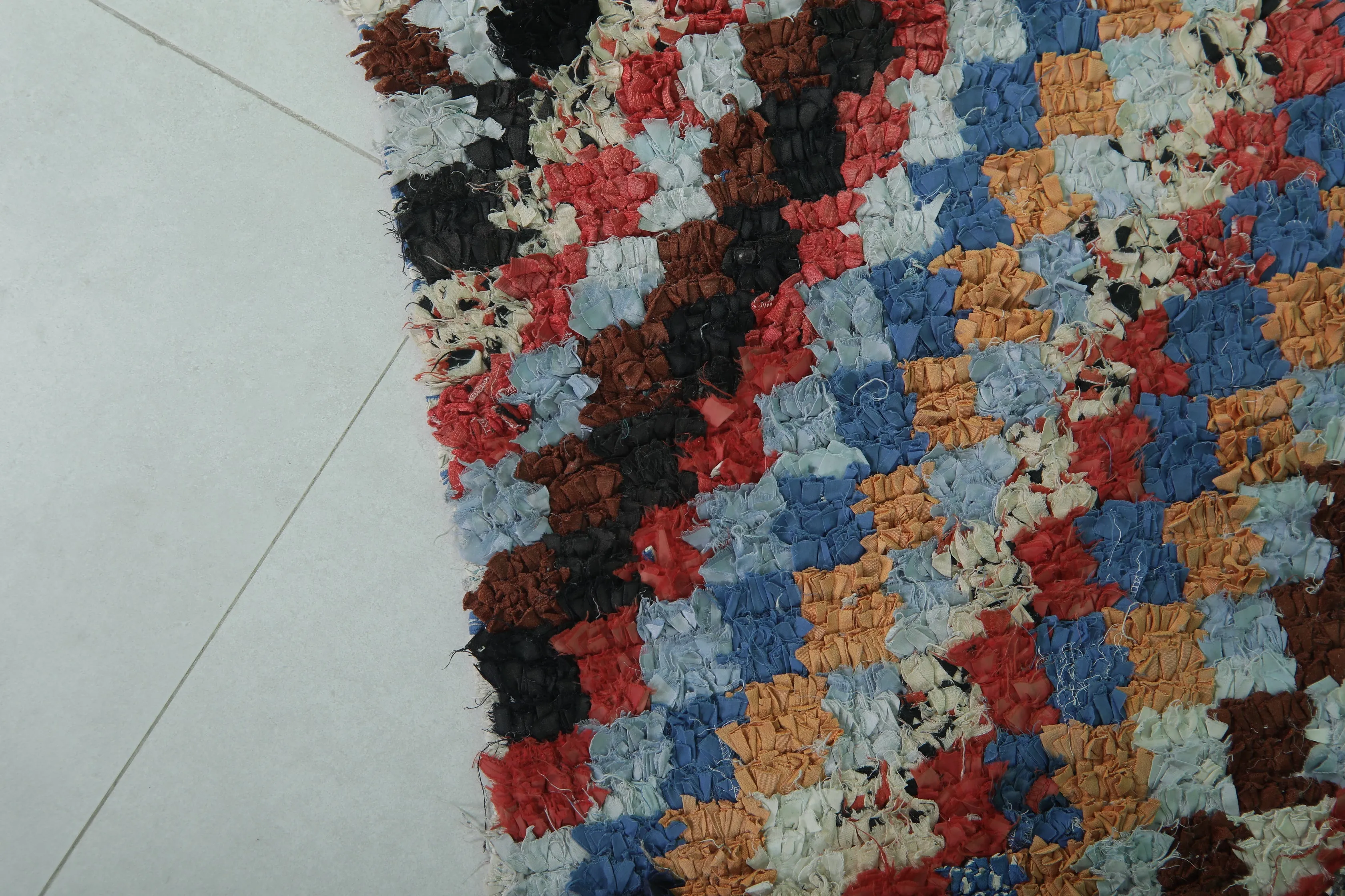 Colorful Moroccan Boucherouite Rug - 3.6x6.7 ft | Handwoven Patchwork Design