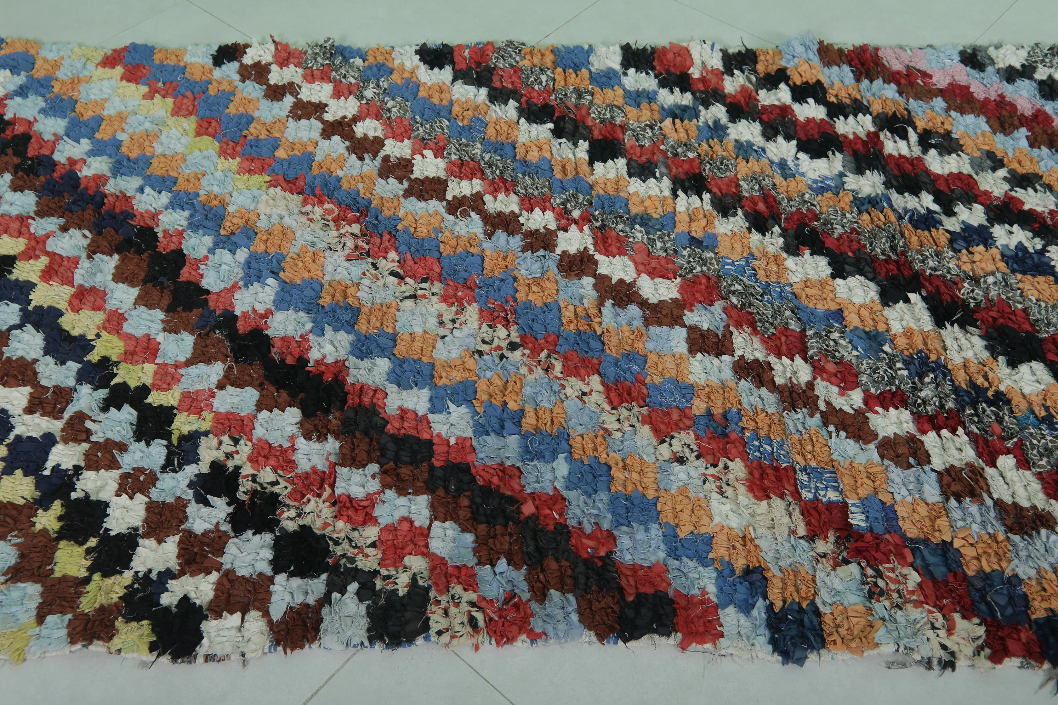 Colorful Moroccan Boucherouite Rug - 3.6x6.7 ft | Handwoven Patchwork Design