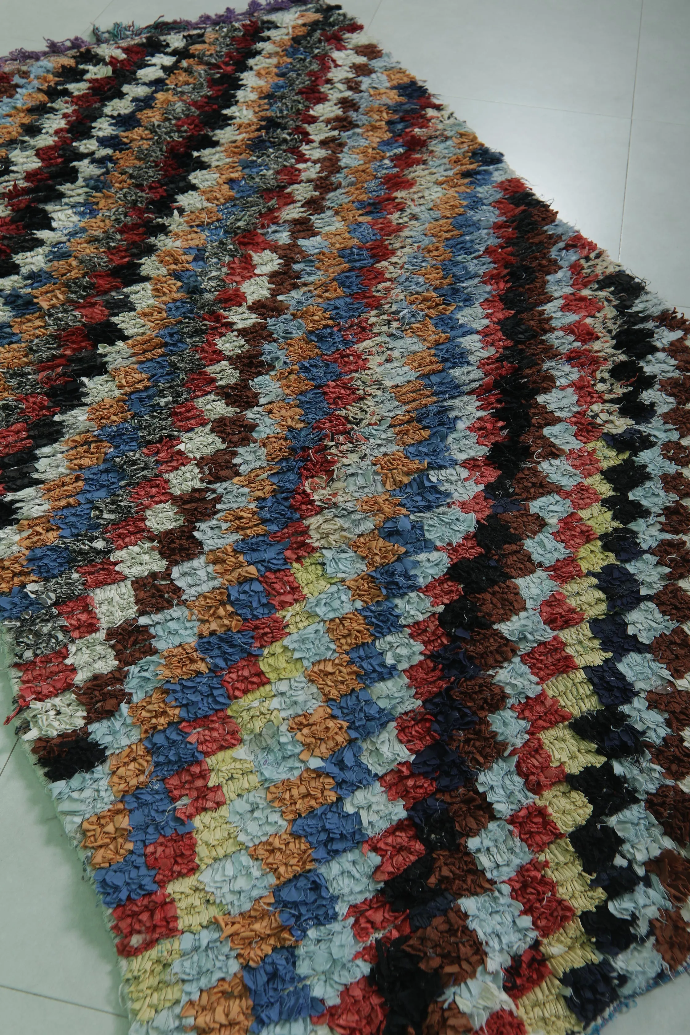 Colorful Moroccan Boucherouite Rug - 3.6x6.7 ft | Handwoven Patchwork Design