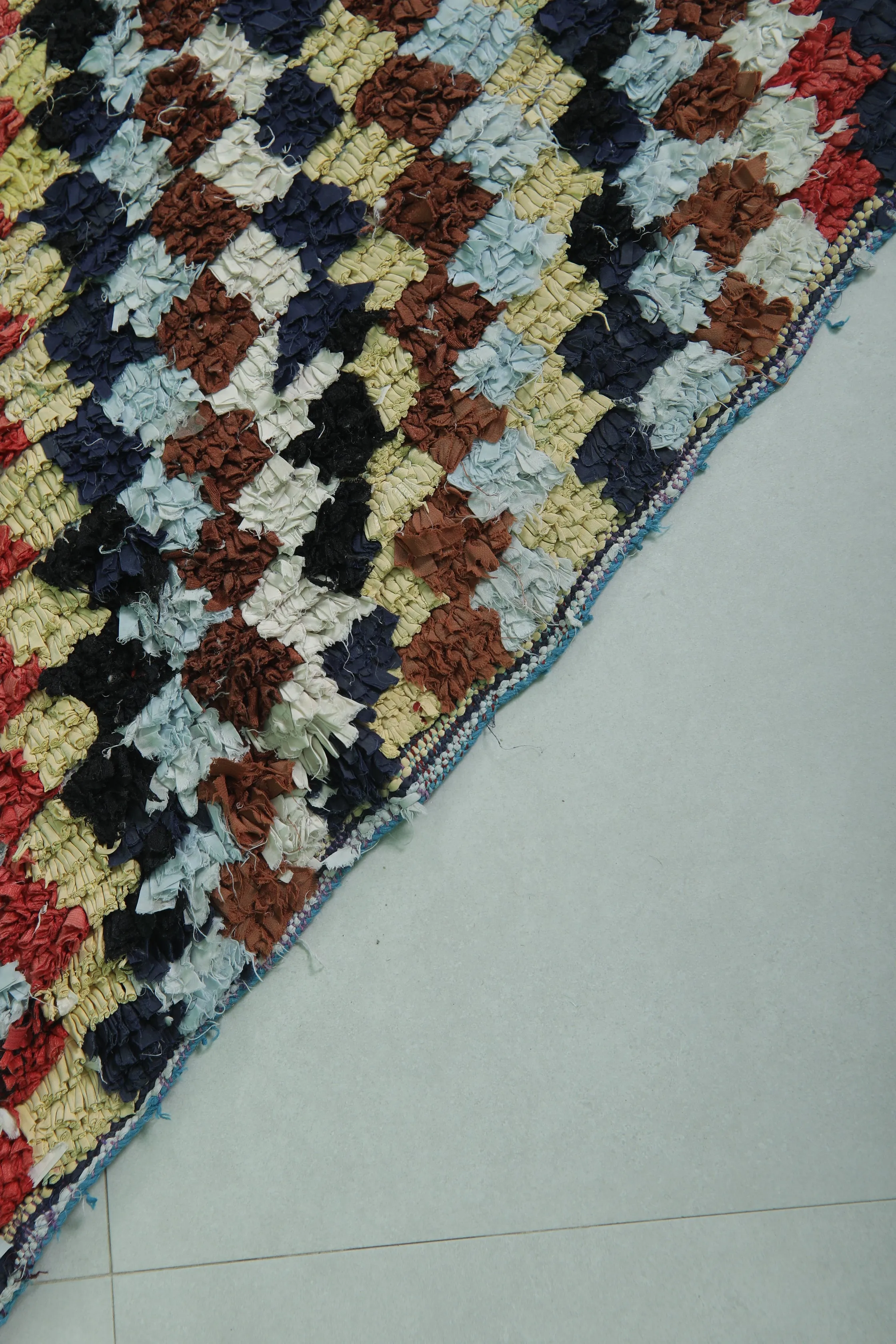 Colorful Moroccan Boucherouite Rug - 3.6x6.7 ft | Handwoven Patchwork Design