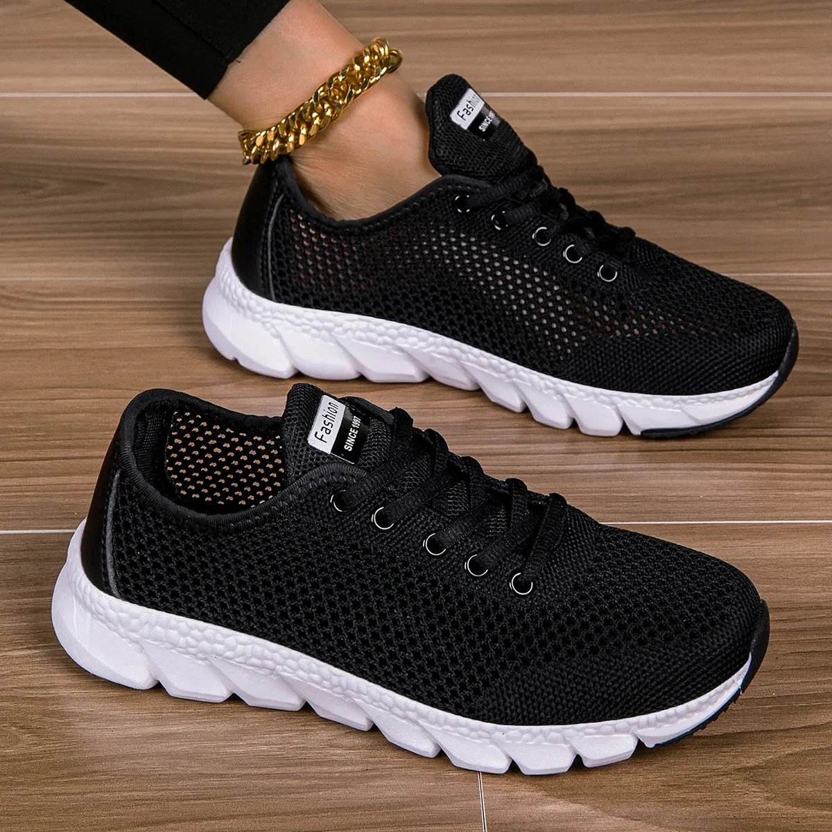 Cross-border large summer hollowed-out woven women's sports casual shoes light running shoes