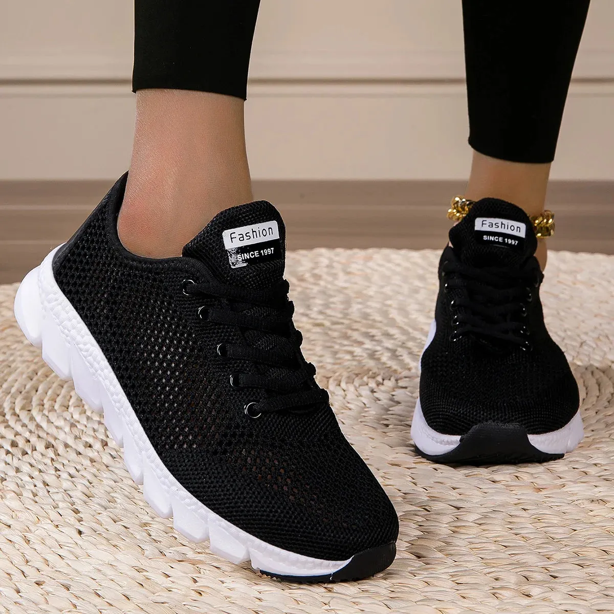 Cross-border large summer hollowed-out woven women's sports casual shoes light running shoes