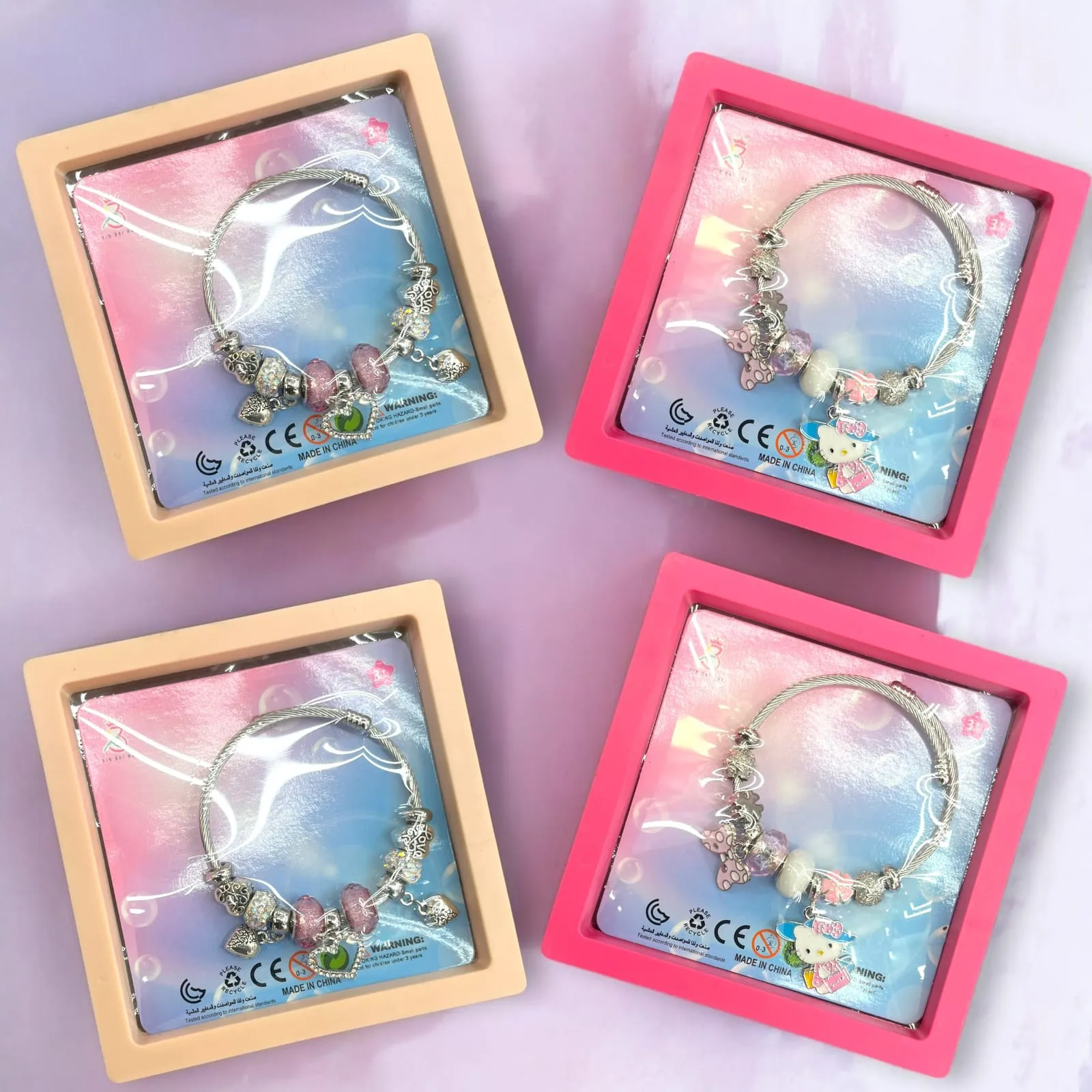 Cute Silver Bracelet with Accessories: