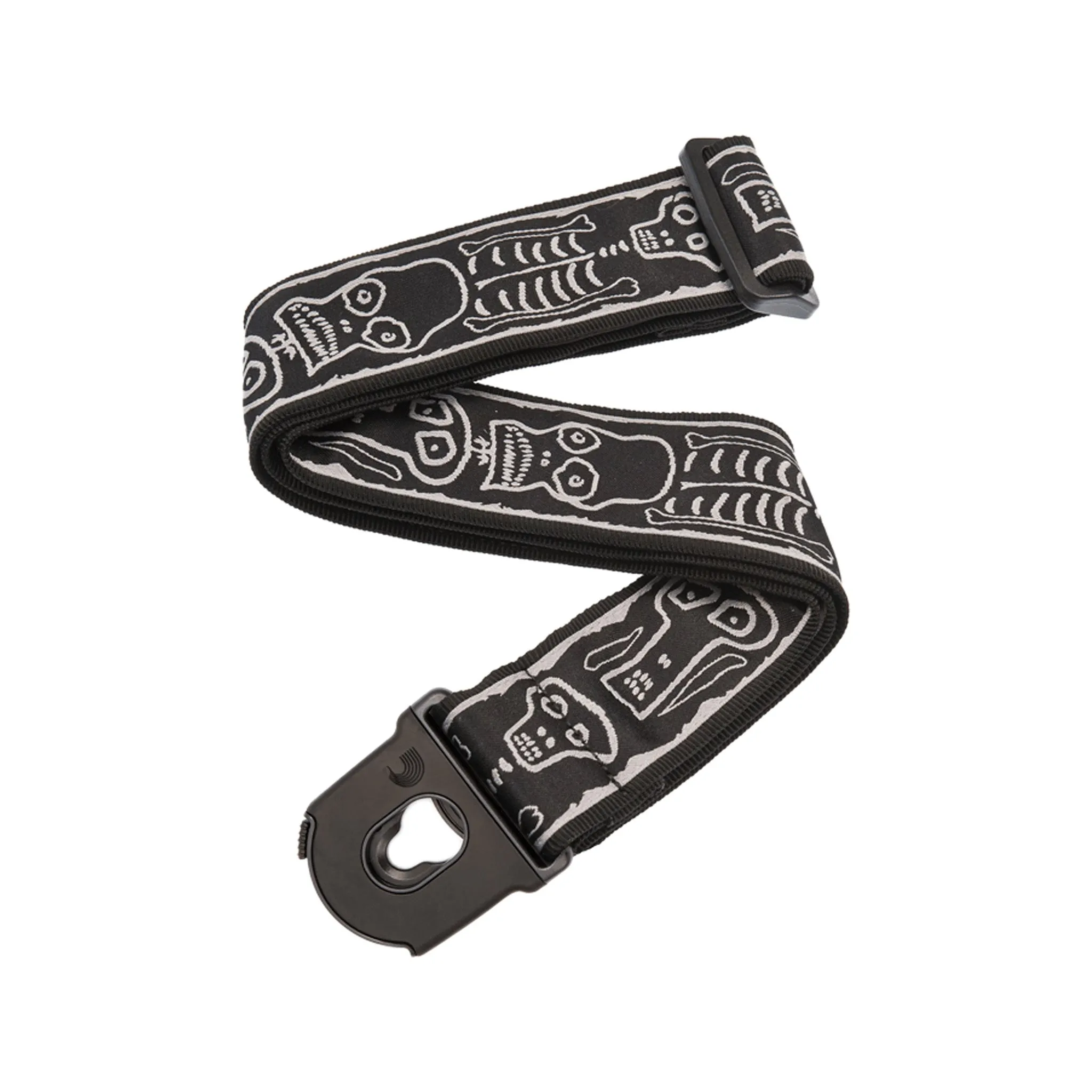 D'Addario 50PLJS01 50mm Joe Satriani Planet Lock Guitar Strap, Skull N Bones