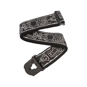 D'Addario 50PLJS01 50mm Joe Satriani Planet Lock Guitar Strap, Skull N Bones
