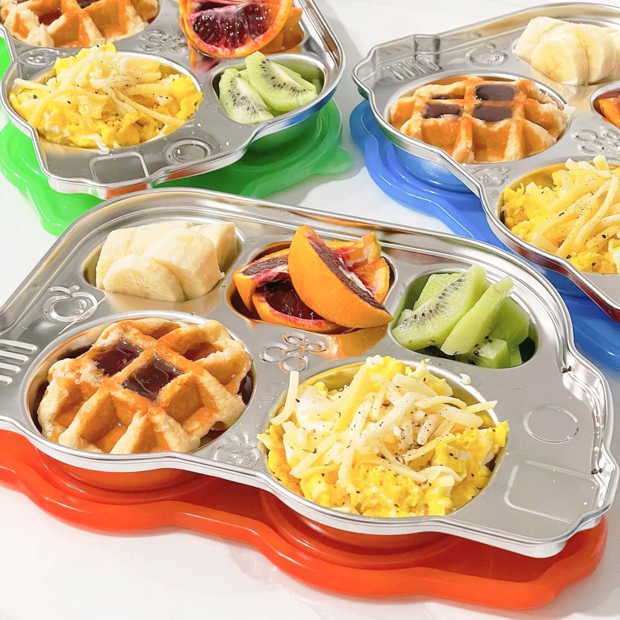 DIN DIN SMART STAINLESS BUS DIVIDED PLATTER w/ LID