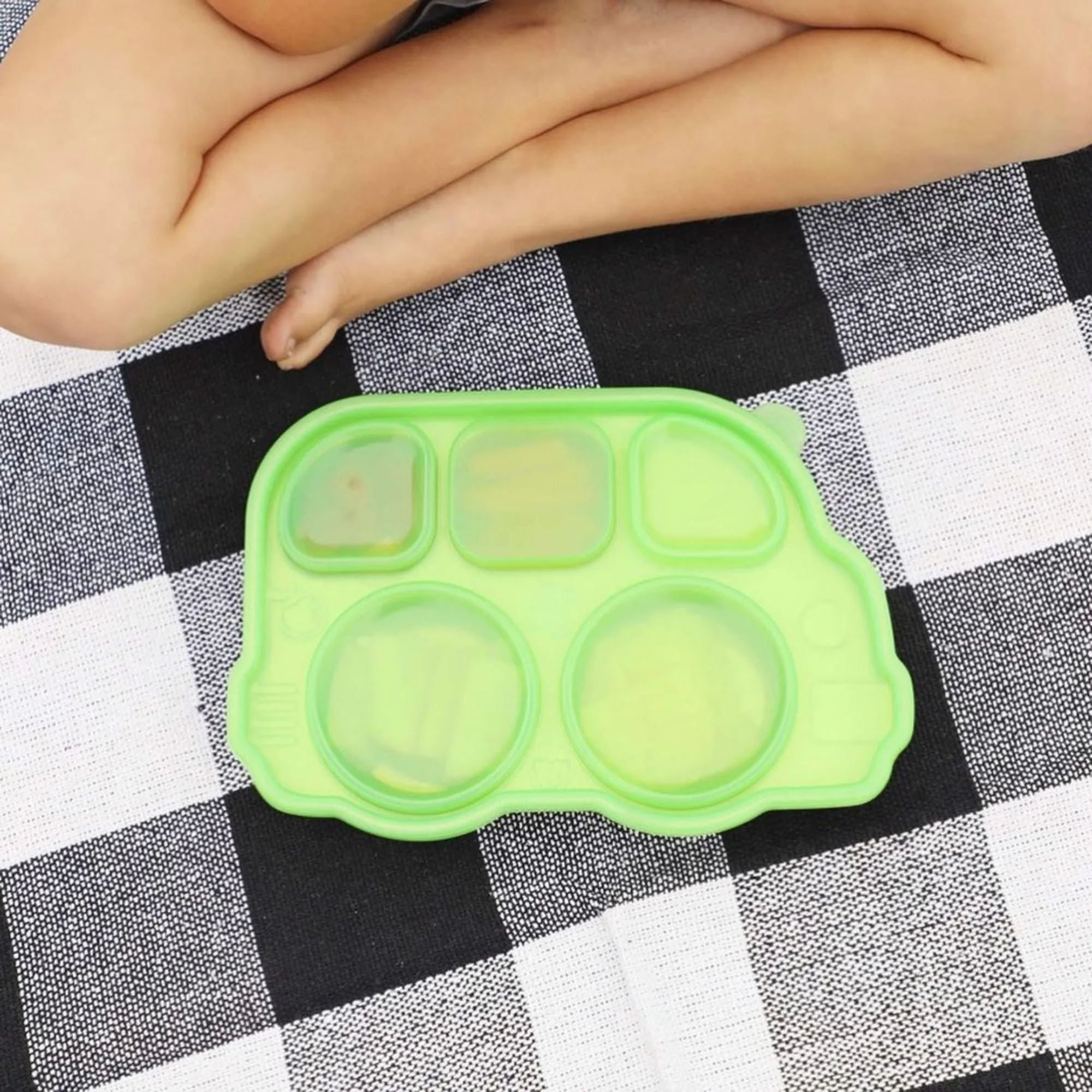 DIN DIN SMART STAINLESS BUS DIVIDED PLATTER w/ LID