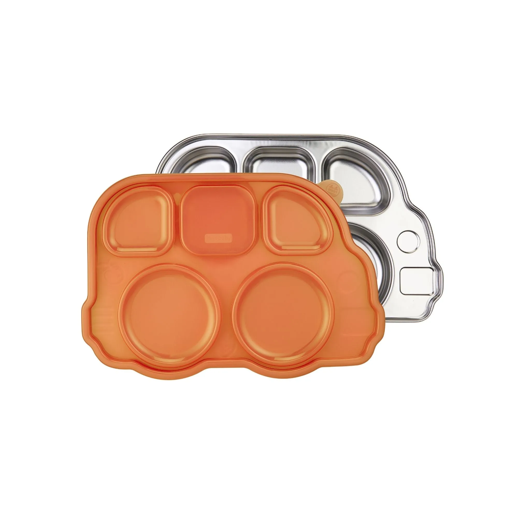 DIN DIN SMART STAINLESS BUS DIVIDED PLATTER w/ LID