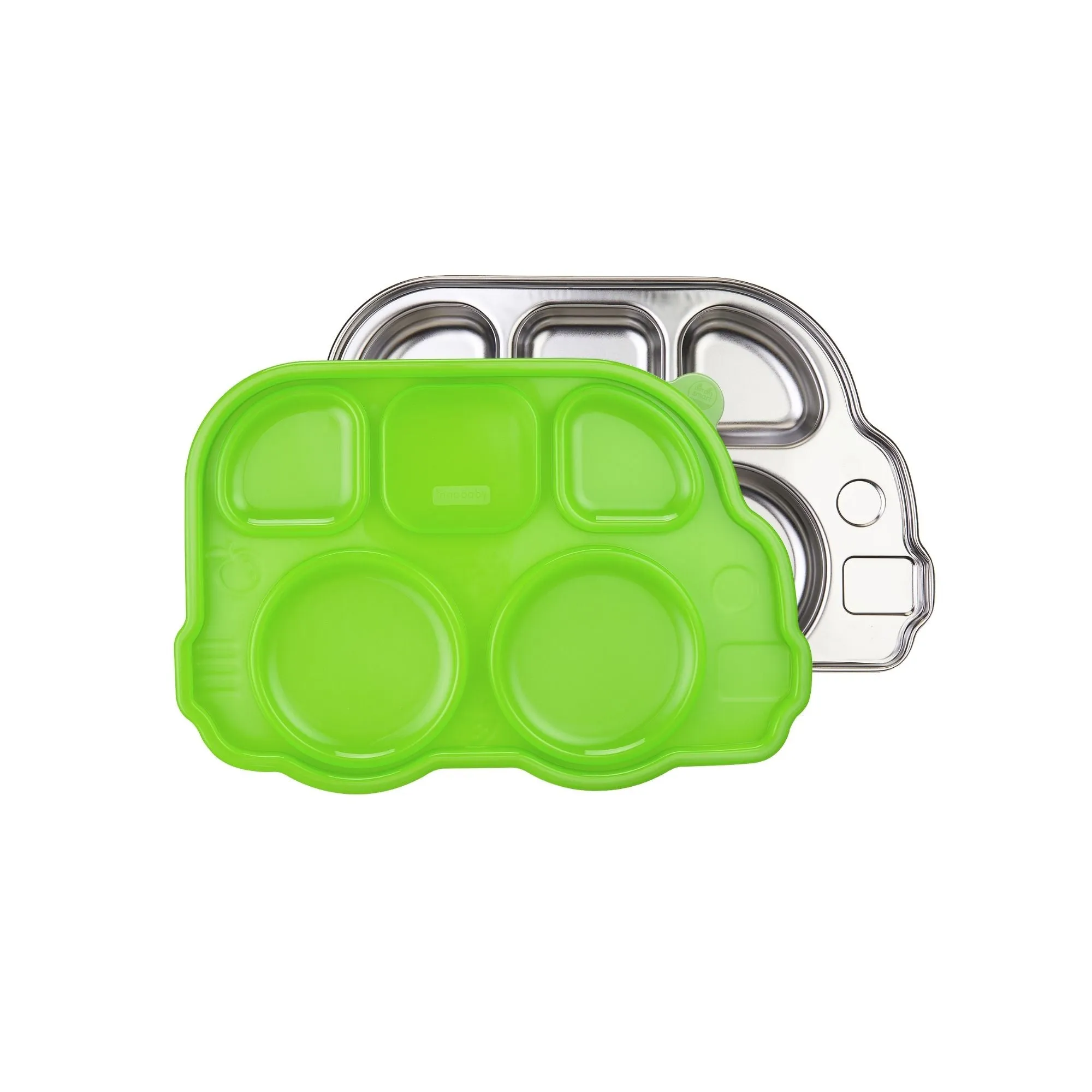 DIN DIN SMART STAINLESS BUS DIVIDED PLATTER w/ LID