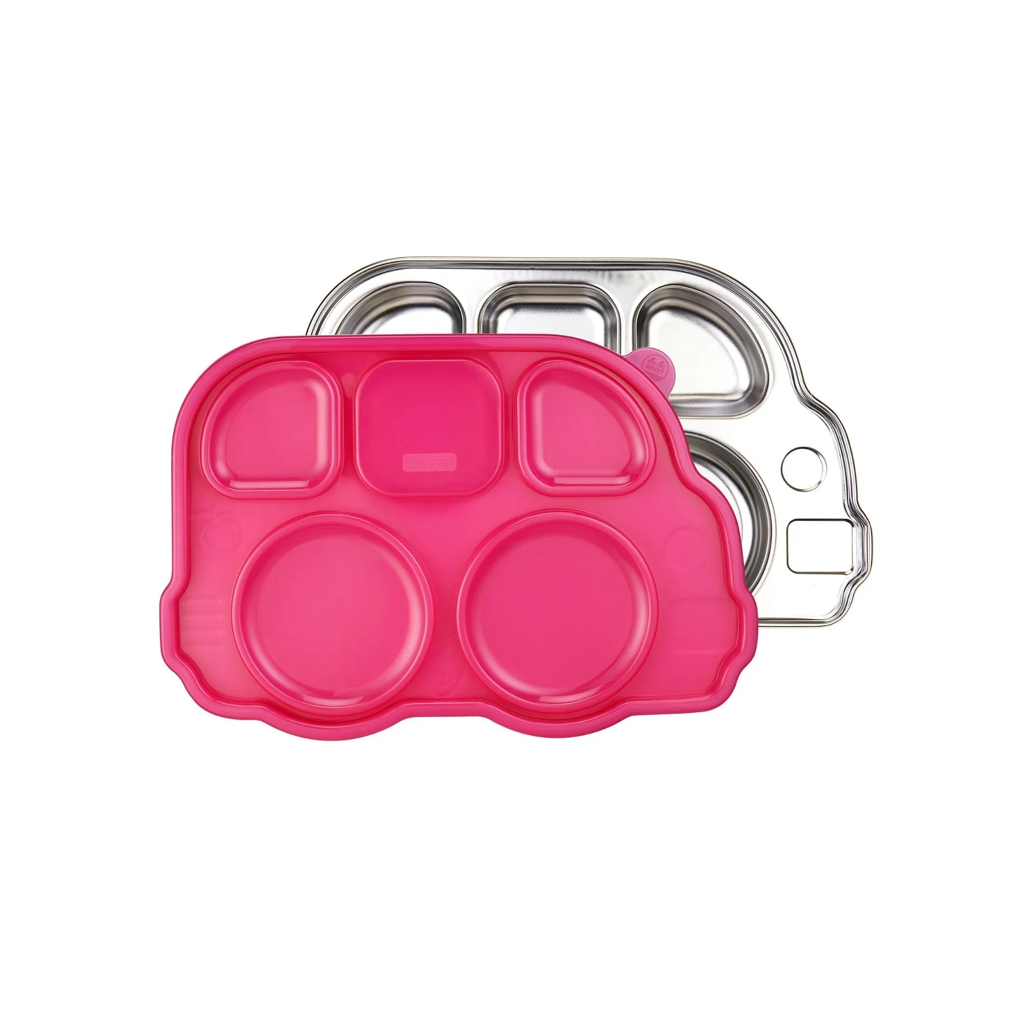 DIN DIN SMART STAINLESS BUS DIVIDED PLATTER w/ LID