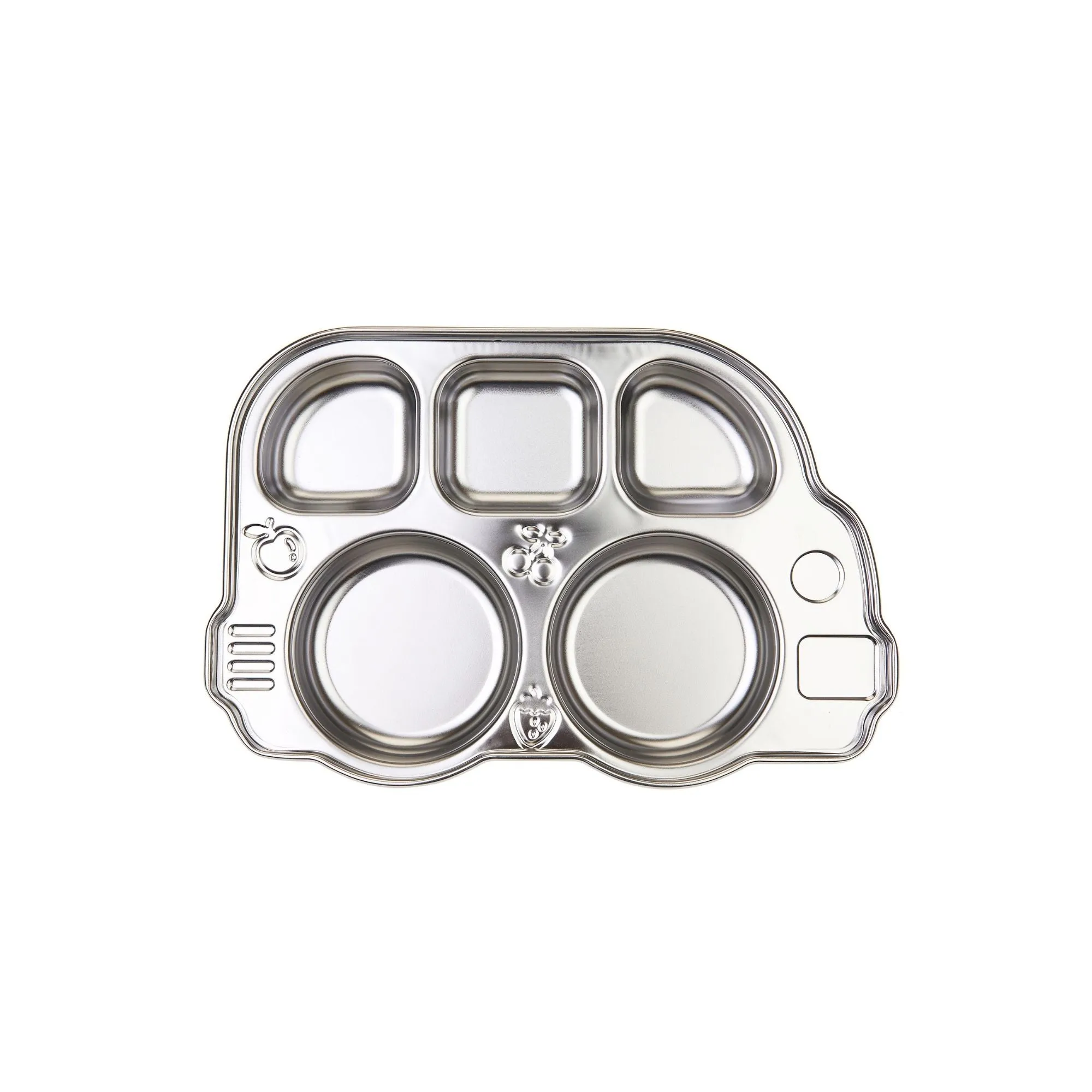 DIN DIN SMART STAINLESS BUS DIVIDED PLATTER w/ LID