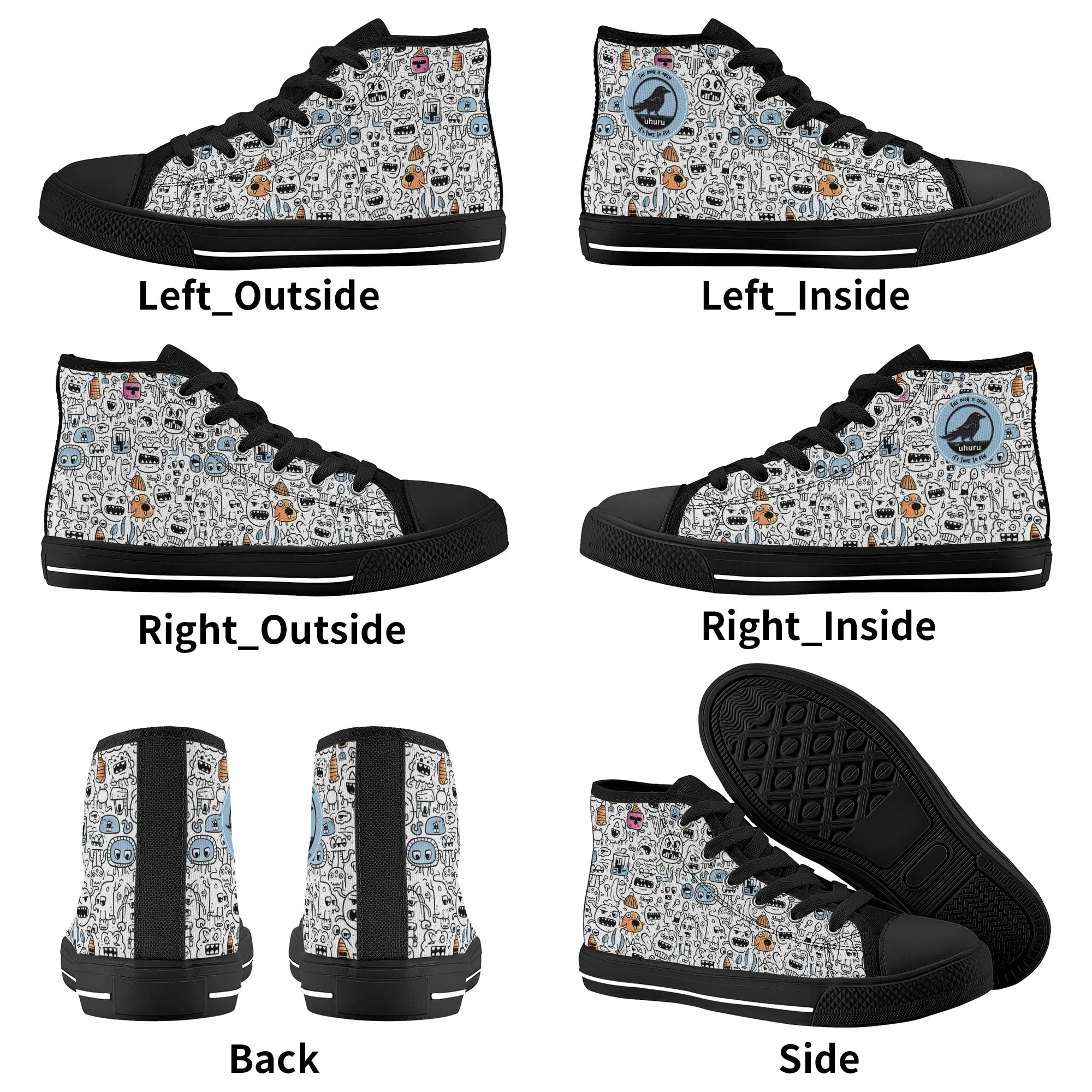 Doodle Monster Kids' High Top Canvas Shoes