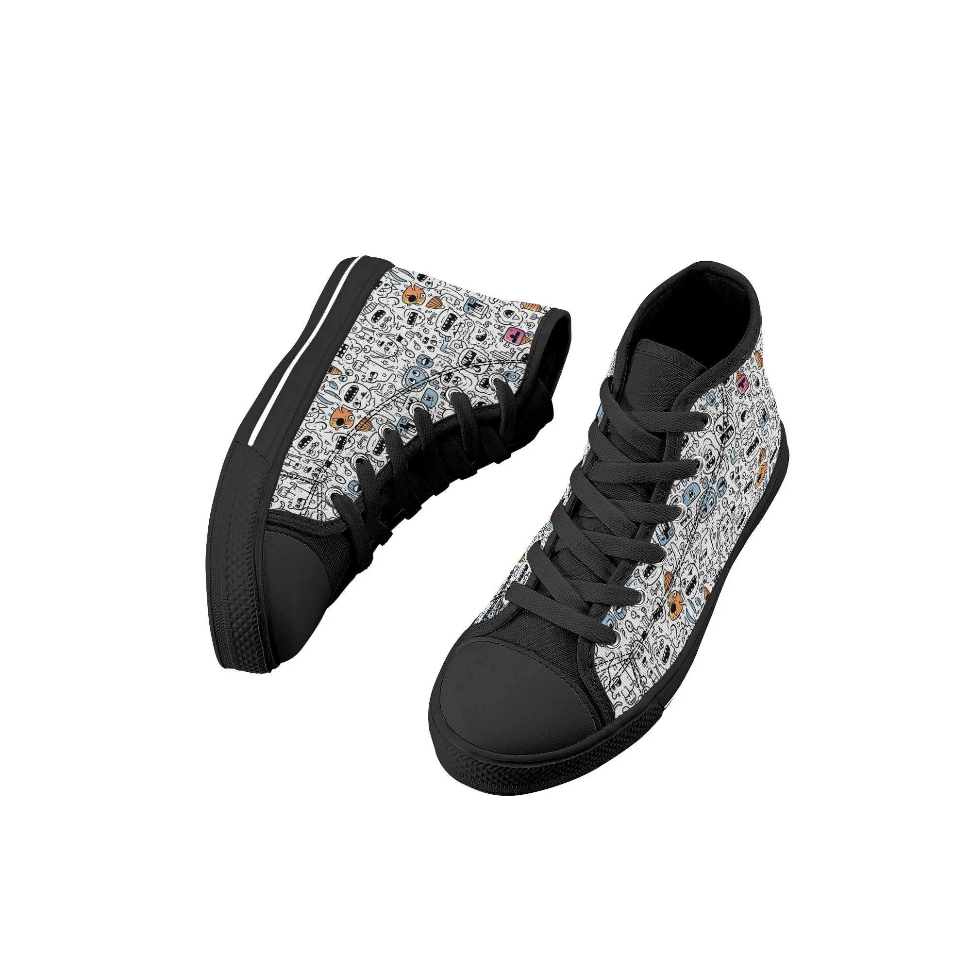 Doodle Monster Kids' High Top Canvas Shoes