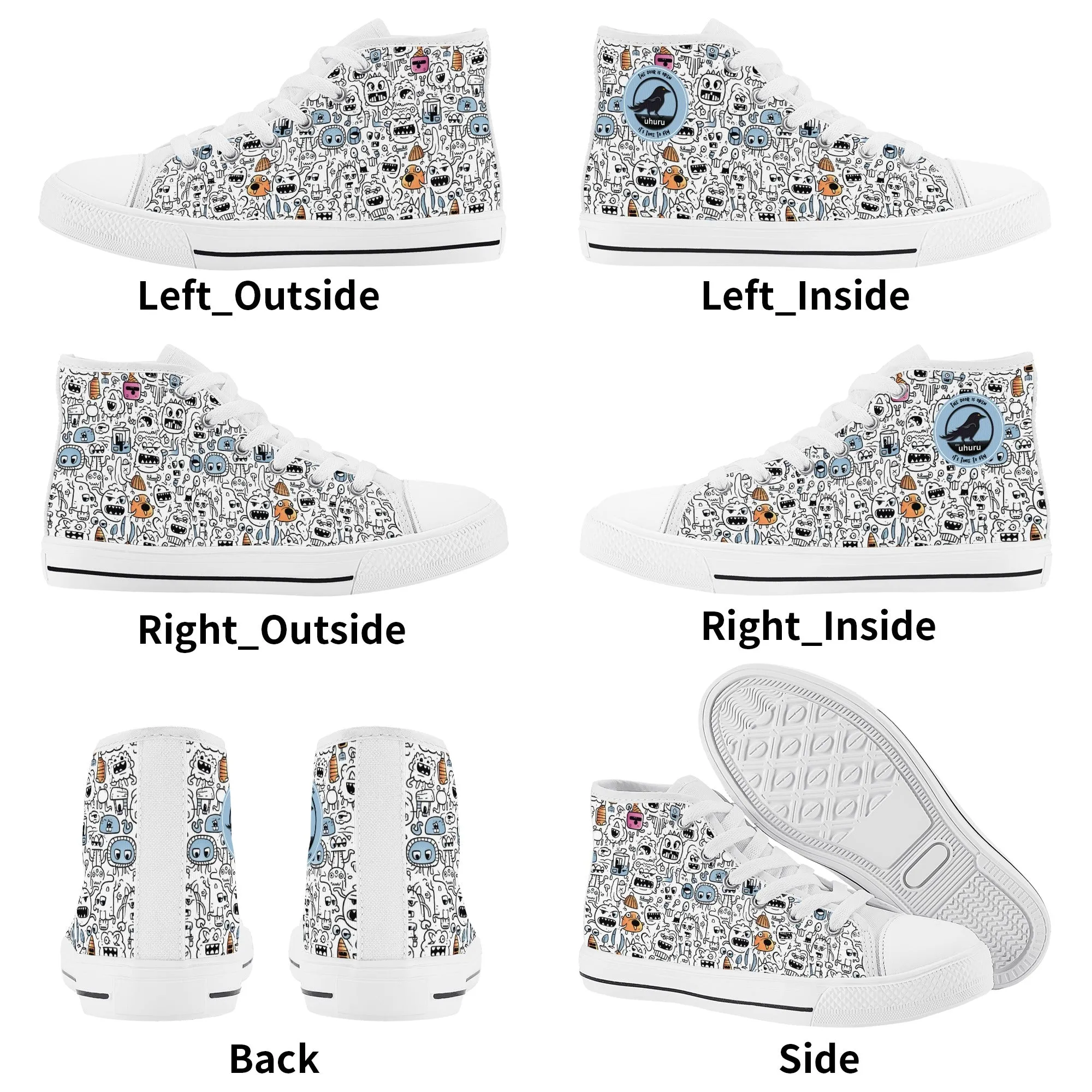 Doodle Monster Kids' High Top Canvas Shoes