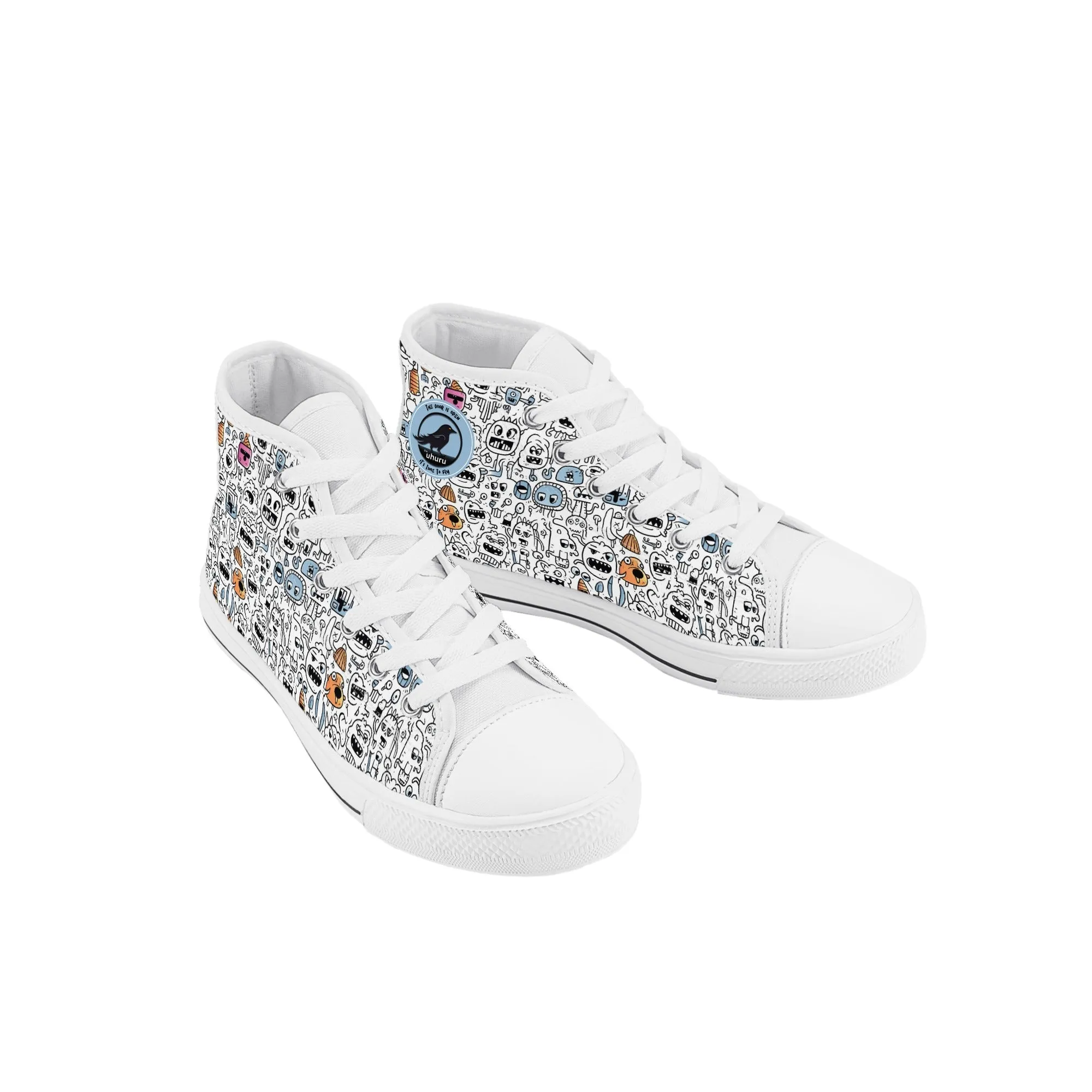 Doodle Monster Kids' High Top Canvas Shoes