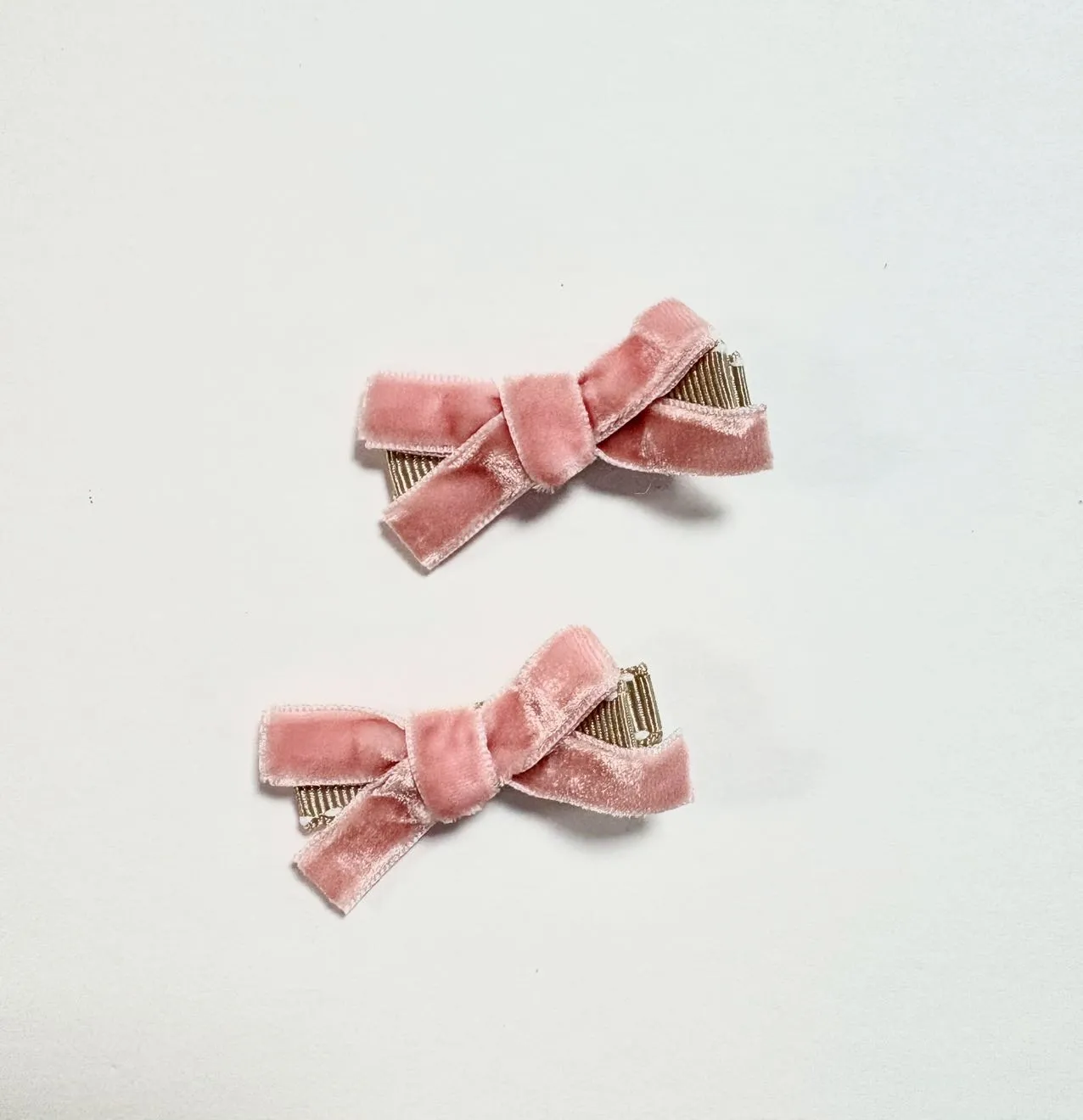 Elegance Velvet Bow Duo - Soft Peach