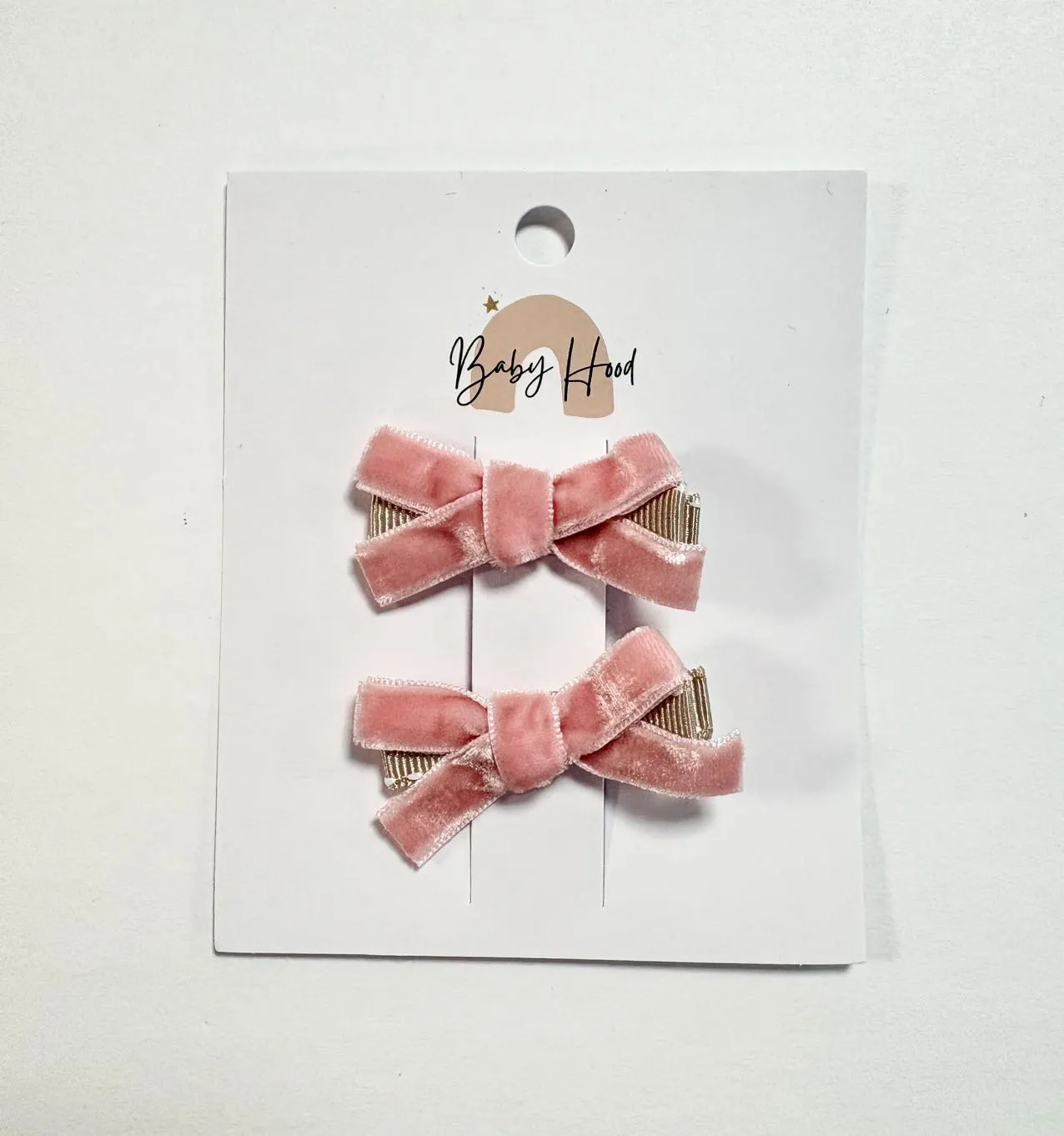 Elegance Velvet Bow Duo - Soft Peach