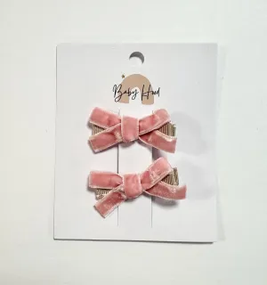 Elegance Velvet Bow Duo - Soft Peach