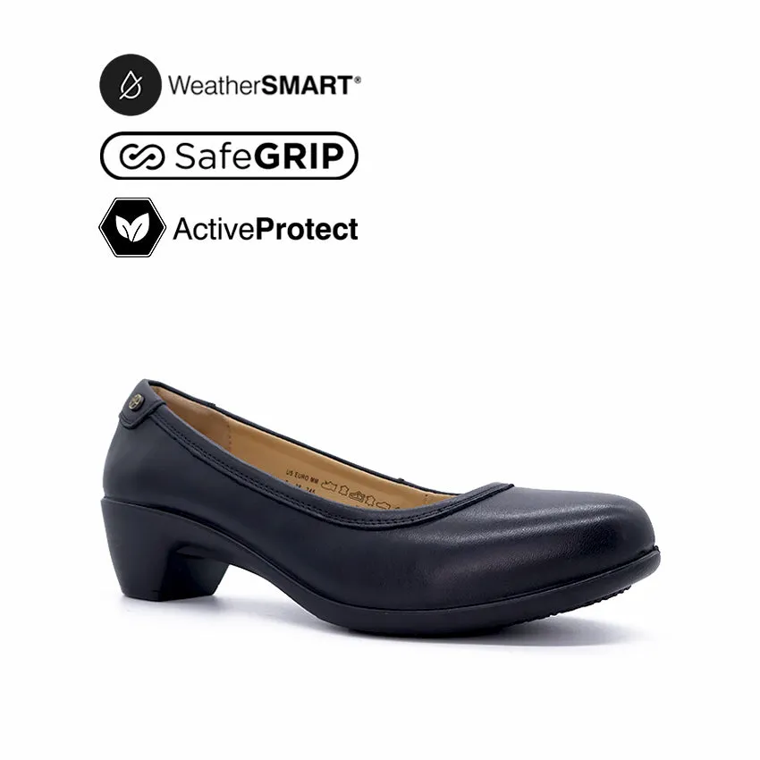 Febe Pump Women's Casual Shoes - Black Leather Waterproof