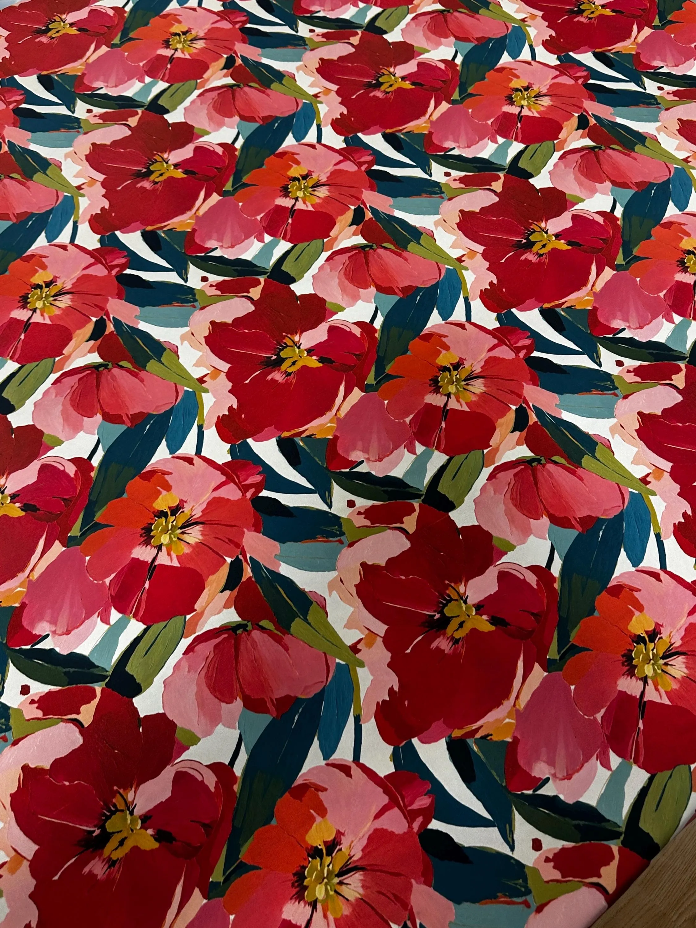 Floral Fabric By The Yard - Red Bloom Print