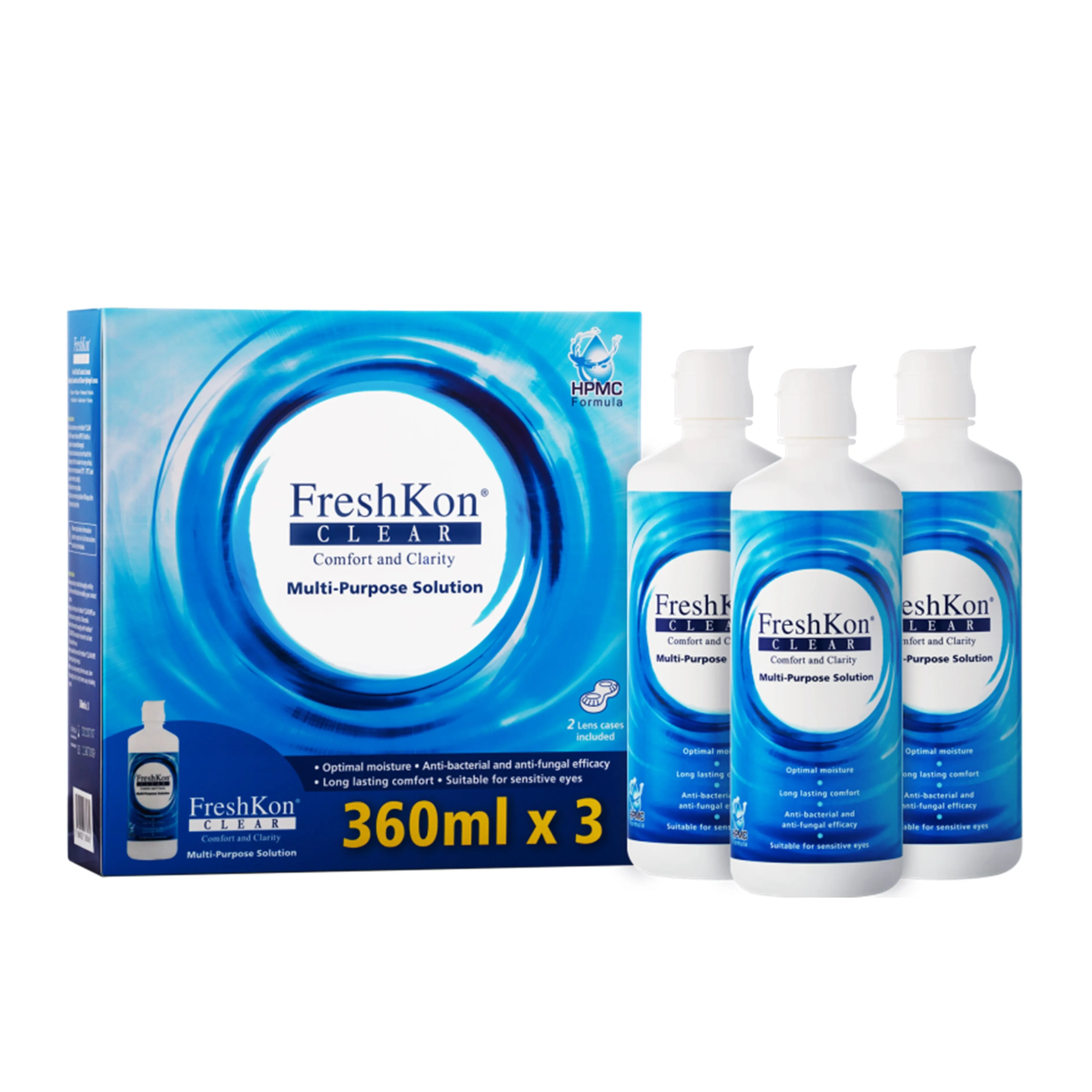 FreshKon Clear Multi-Purpose Solution 3x360mL