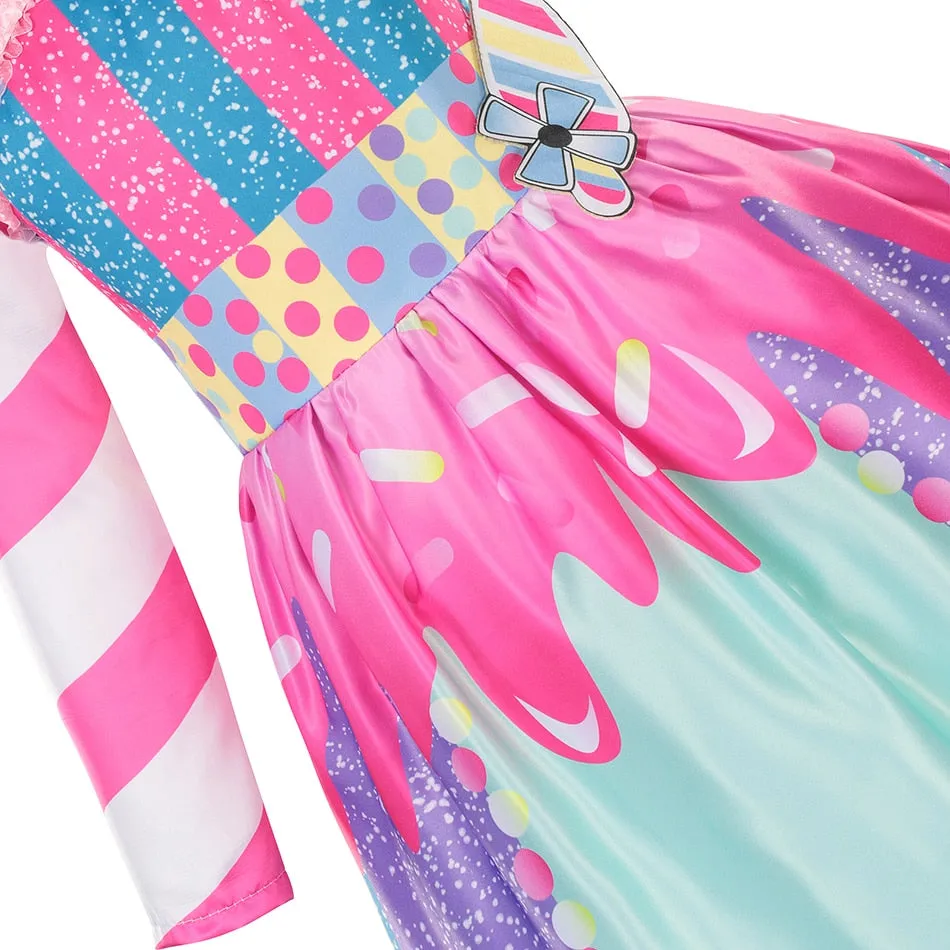 Girl's Unique Design Colorful Candy Dress With Headband
