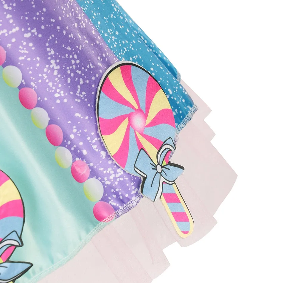 Girl's Unique Design Colorful Candy Dress With Headband