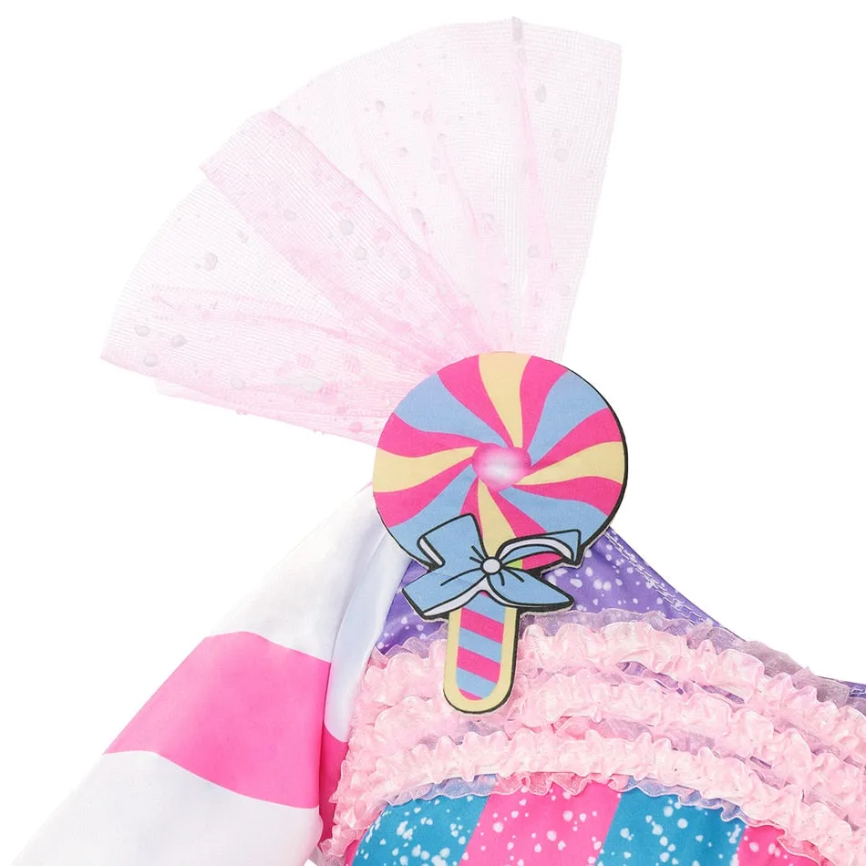 Girl's Unique Design Colorful Candy Dress With Headband