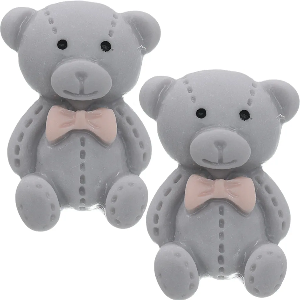 Gray Bow Tie Mini Teddy Bear Earrings