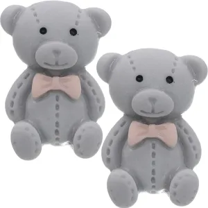 Gray Bow Tie Mini Teddy Bear Earrings