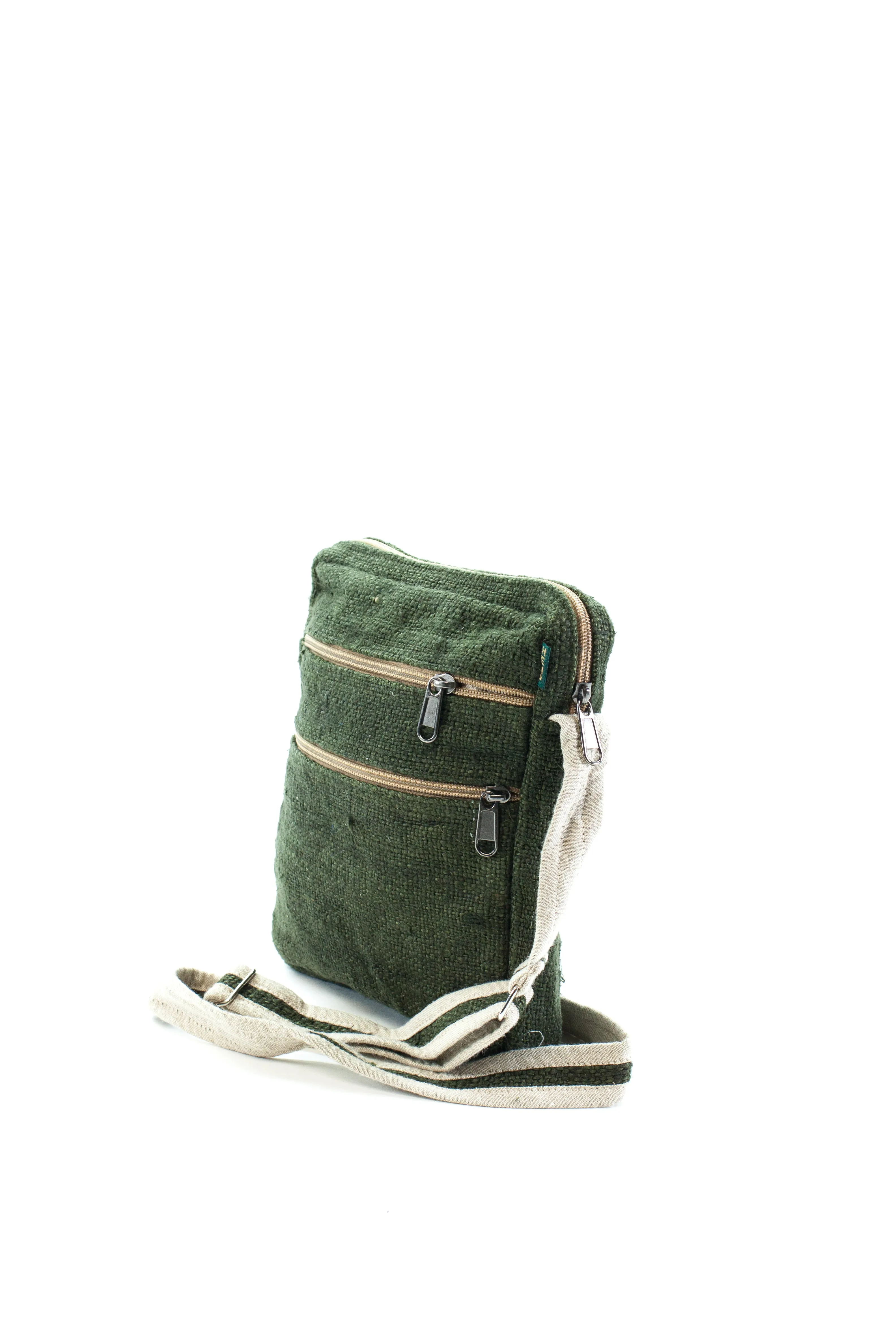 Handmade 100% Pure Hemp Cross Carry Bag - Green - HMPHBCC3