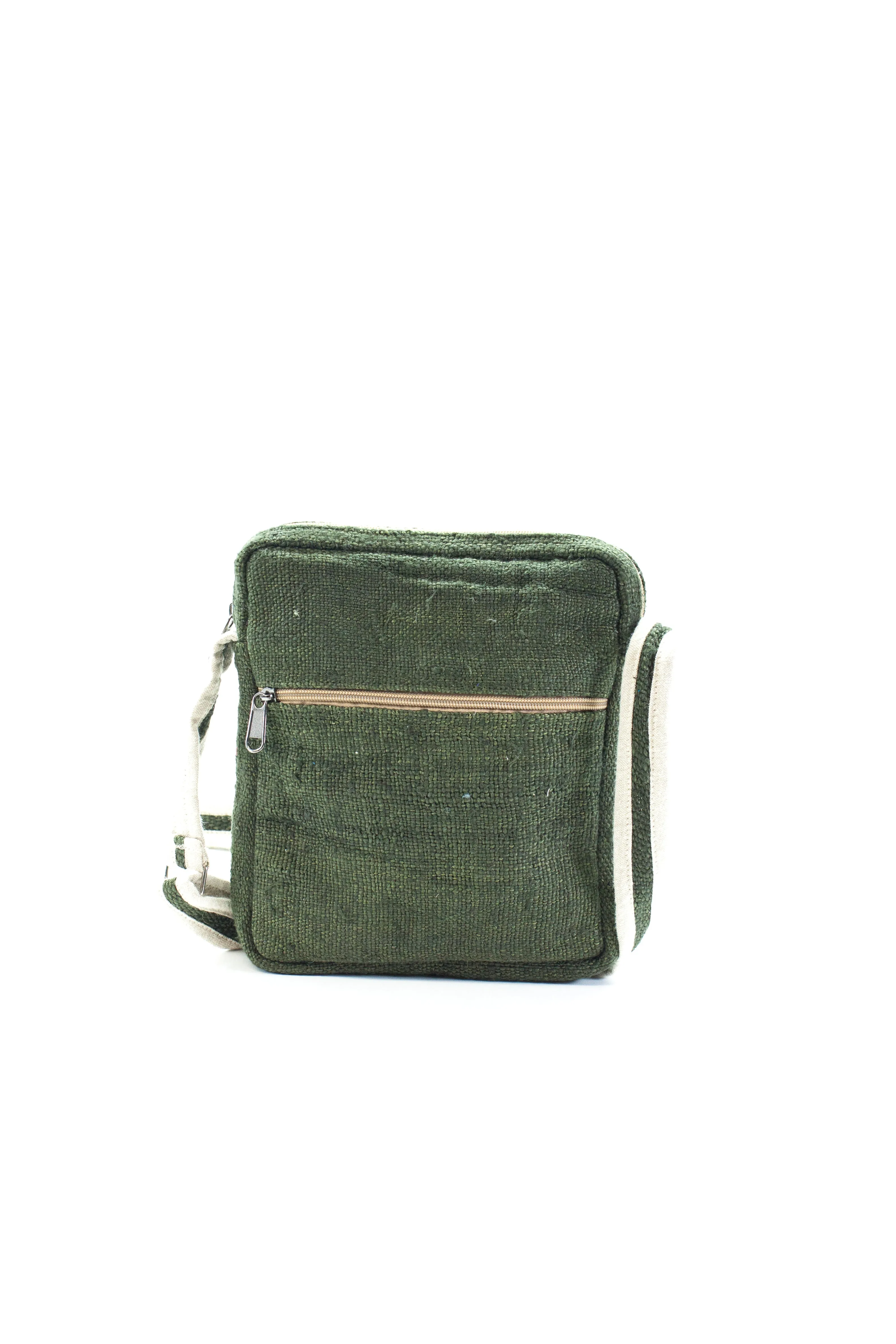 Handmade 100% Pure Hemp Cross Carry Bag - Green - HMPHBCC3