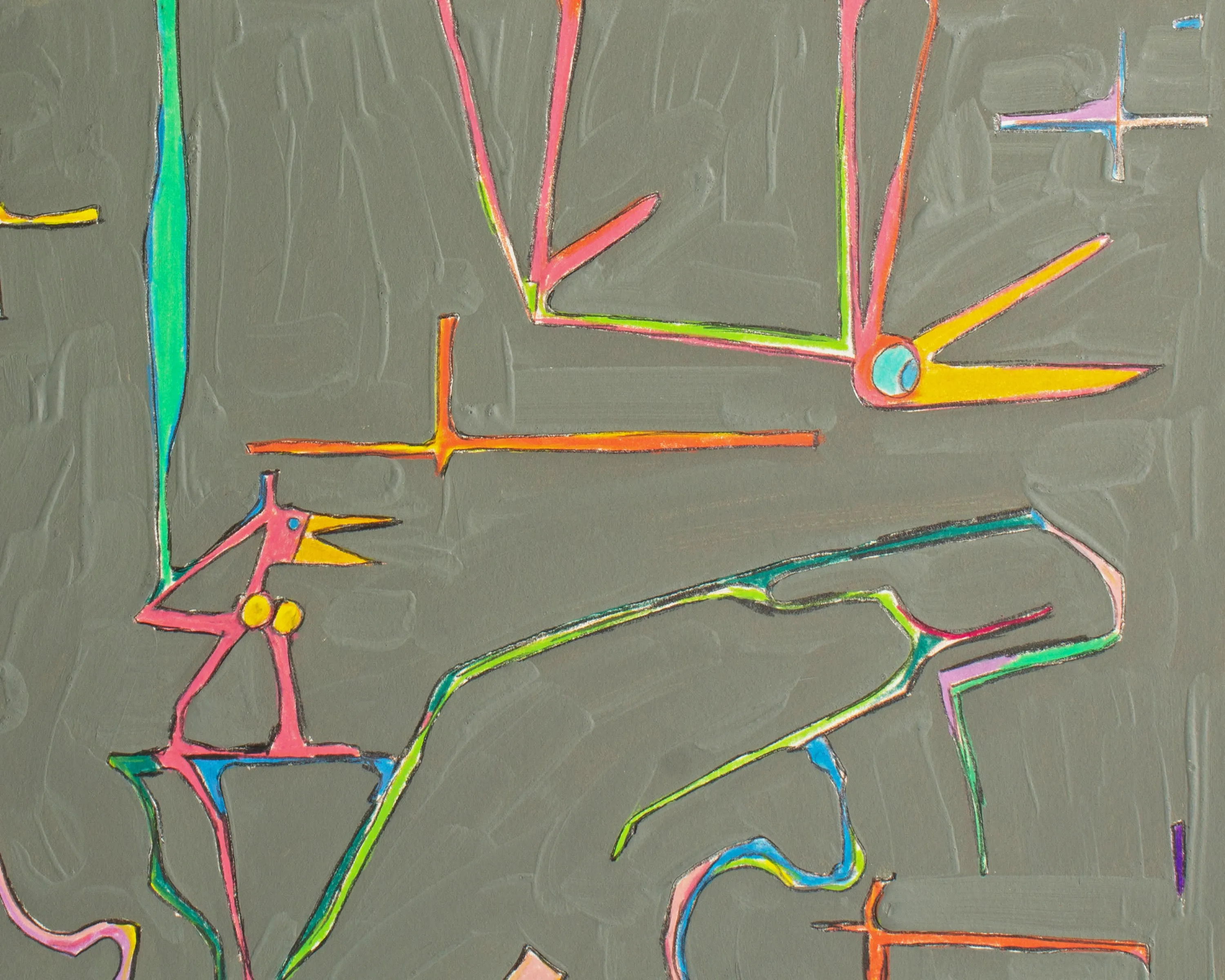 Harry Hilson Signed 1983 “Learning to Walk Again” Abstract Mixed Media Painting