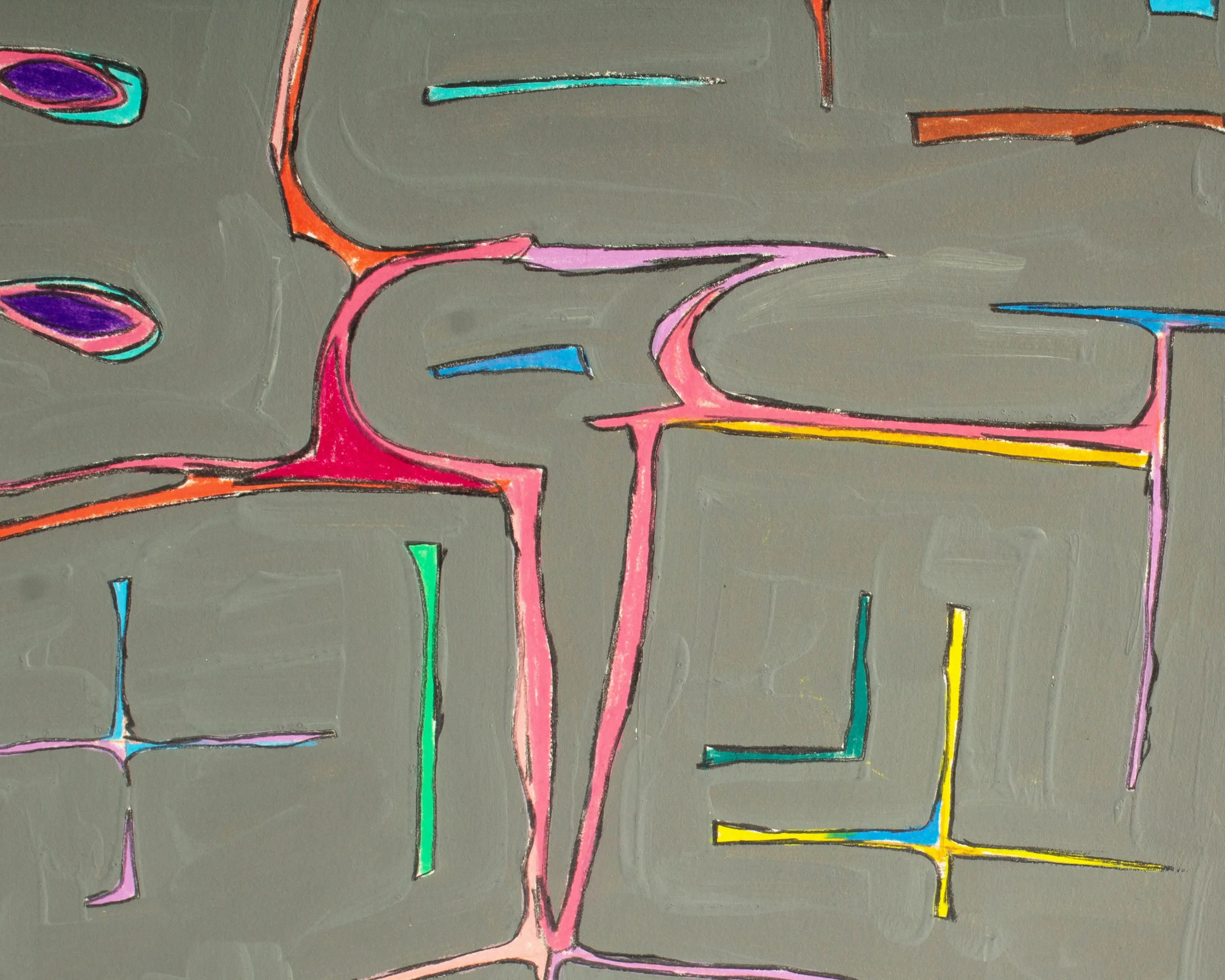 Harry Hilson Signed 1983 “Learning to Walk Again” Abstract Mixed Media Painting