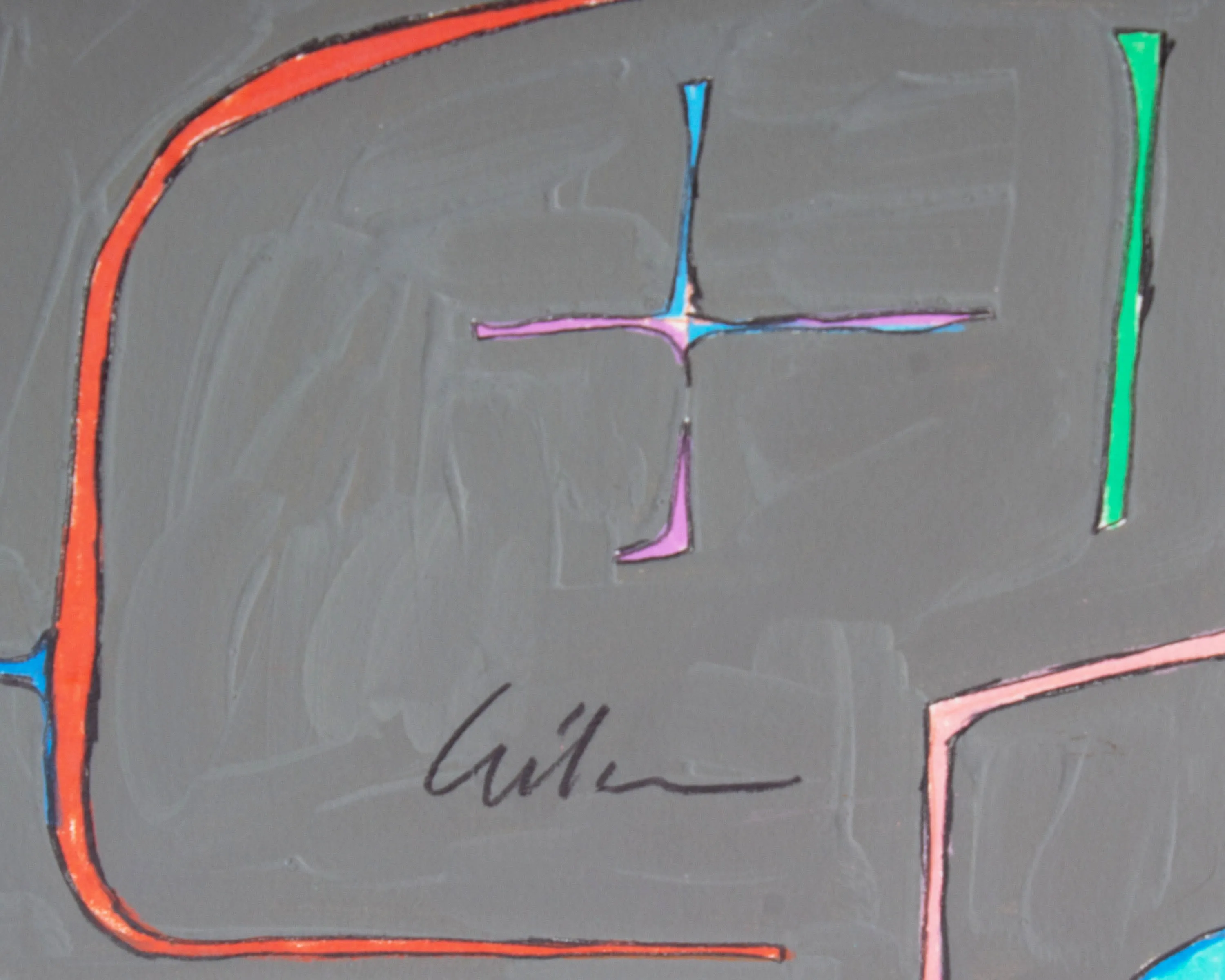 Harry Hilson Signed 1983 “Learning to Walk Again” Abstract Mixed Media Painting