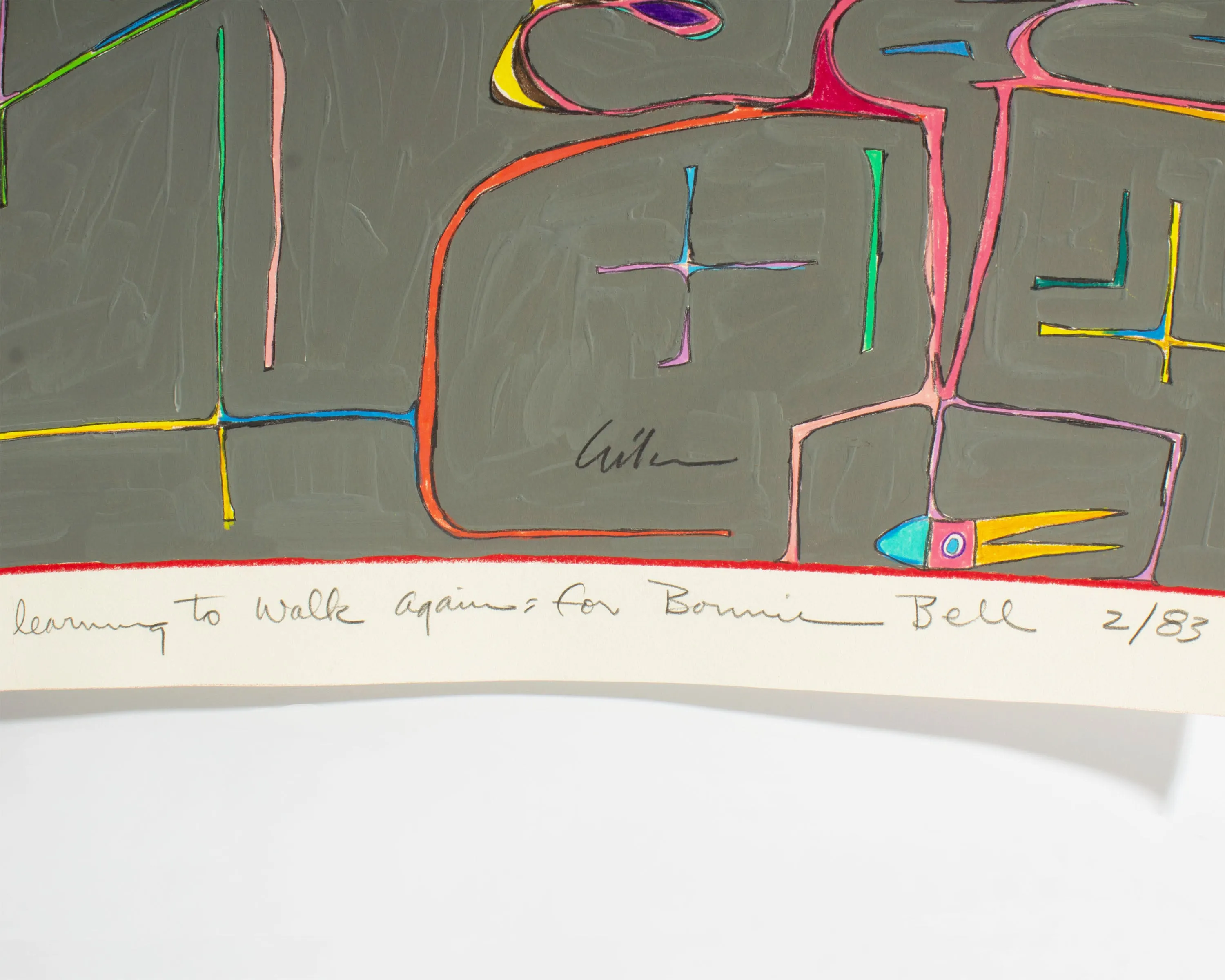 Harry Hilson Signed 1983 “Learning to Walk Again” Abstract Mixed Media Painting