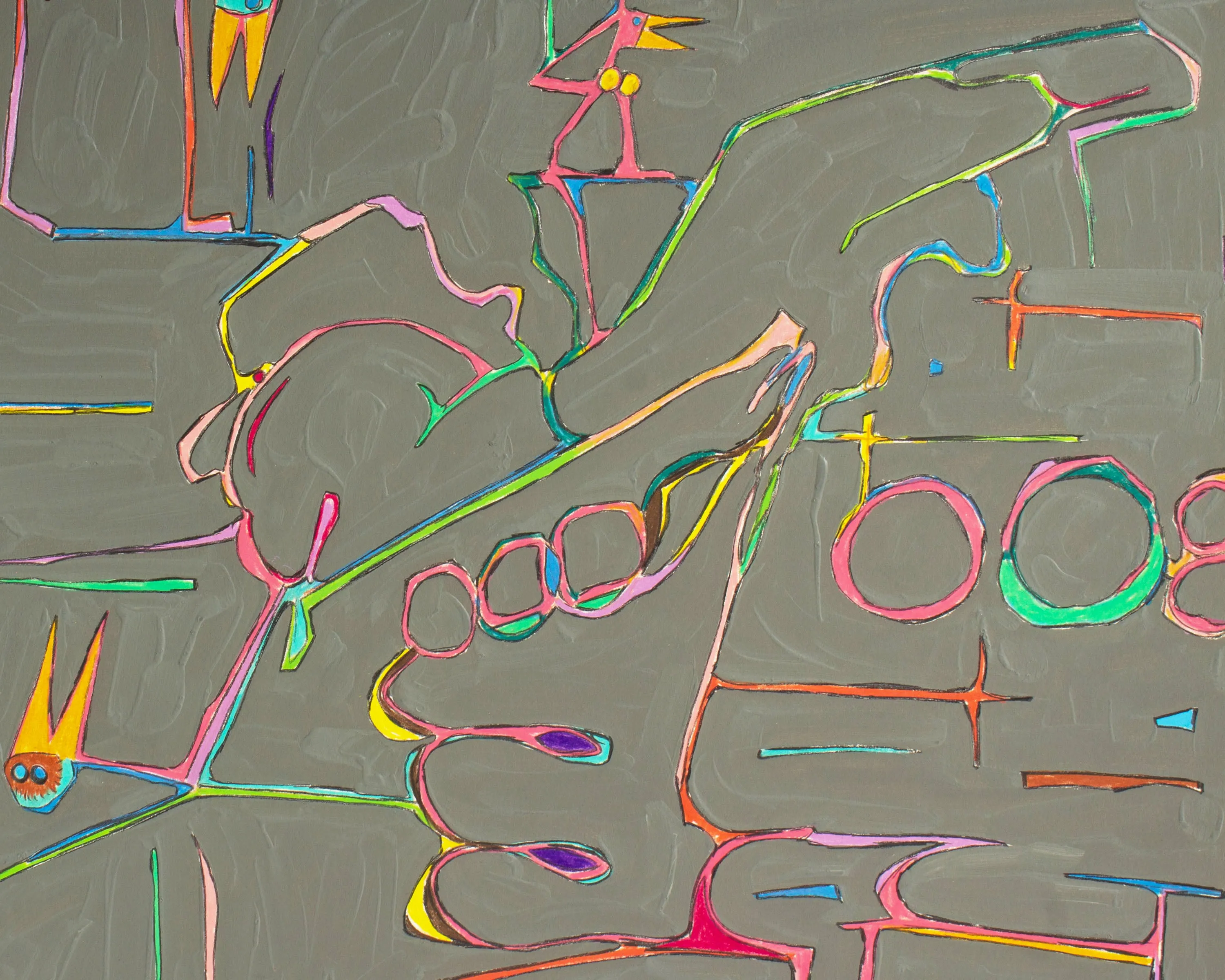 Harry Hilson Signed 1983 “Learning to Walk Again” Abstract Mixed Media Painting
