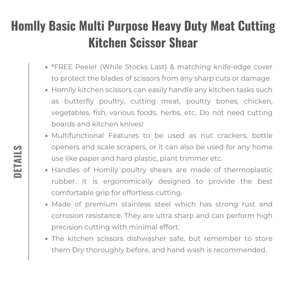 Homlly Multi Purpose Heavy Duty Shears Scissors (Stainless Steel)