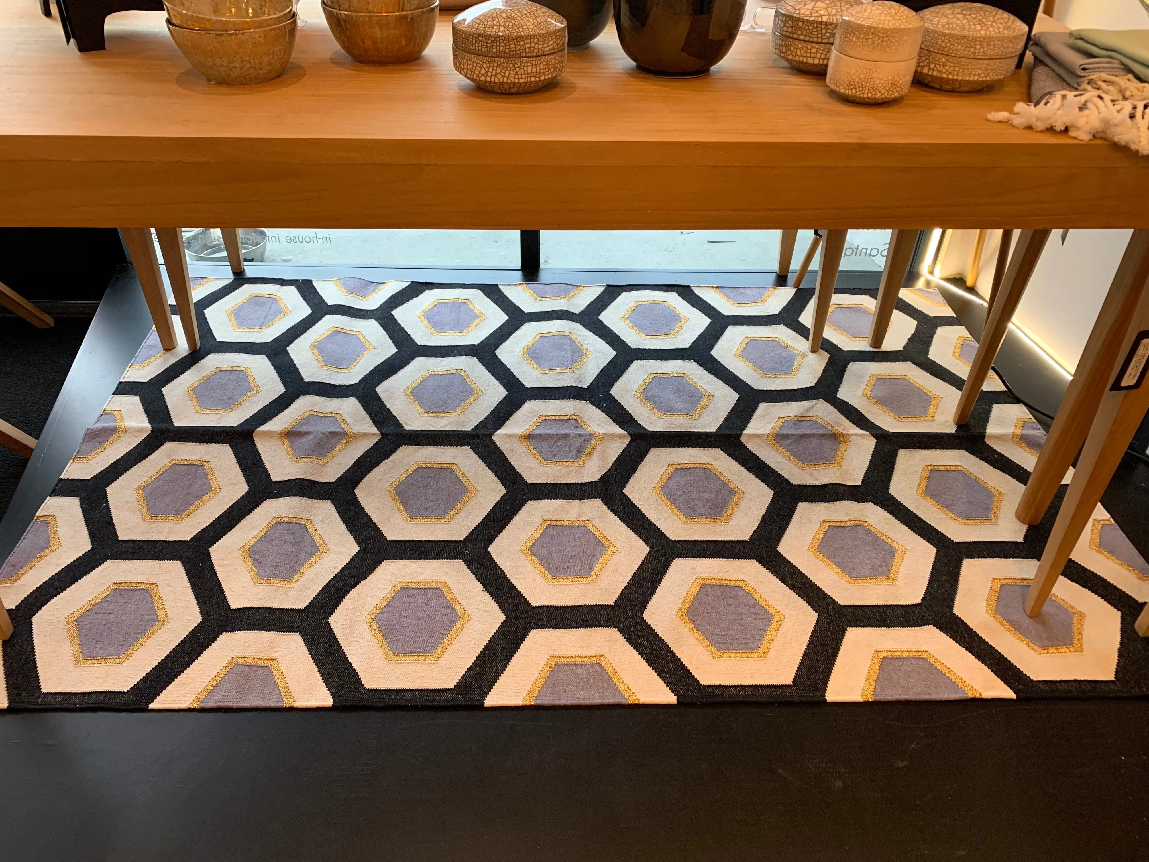 Honeycomb B Dhurrie Cotton Rug