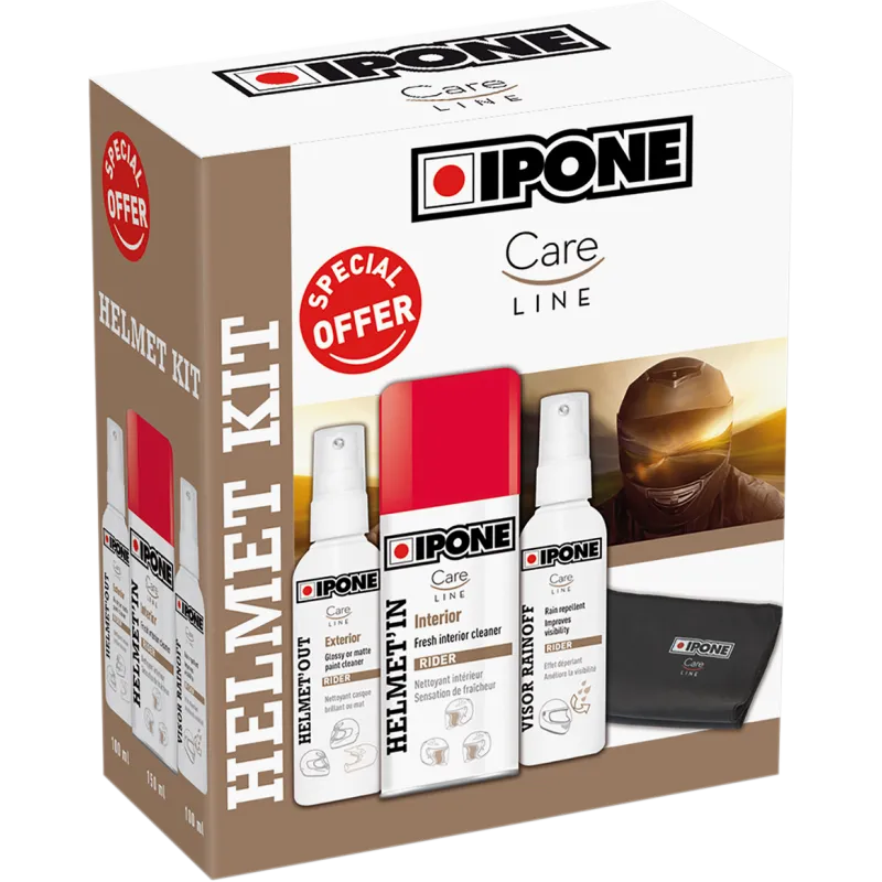 IPONE Helmet Cleaning & Care 3-Steps Pack (4 pcs) Part # 800735