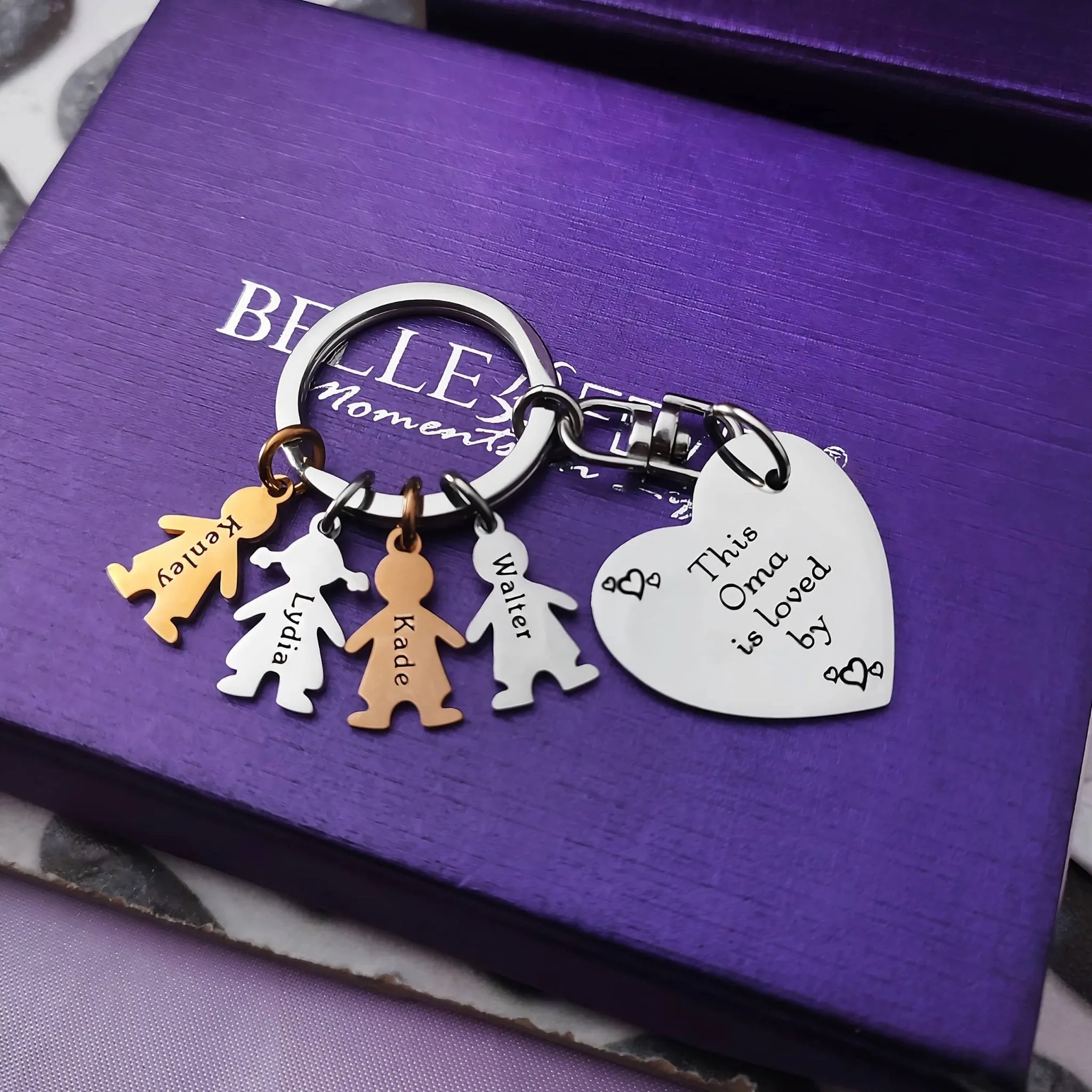 Kids Love Heart Keyring - (1 Silver Child Charm Included)