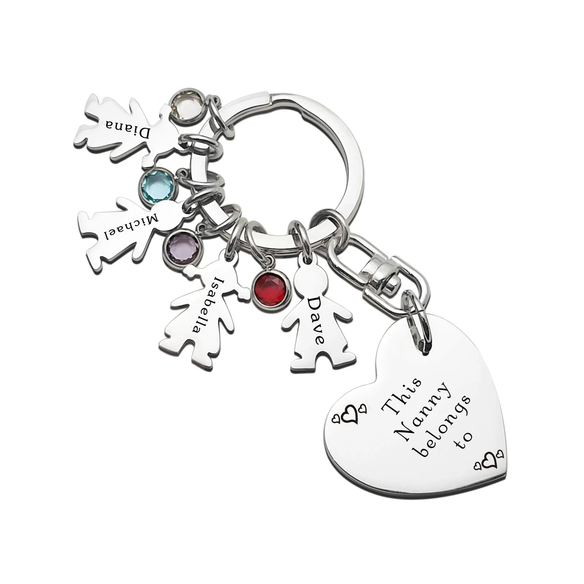Kids Love Heart Keyring - (1 Silver Child Charm Included)