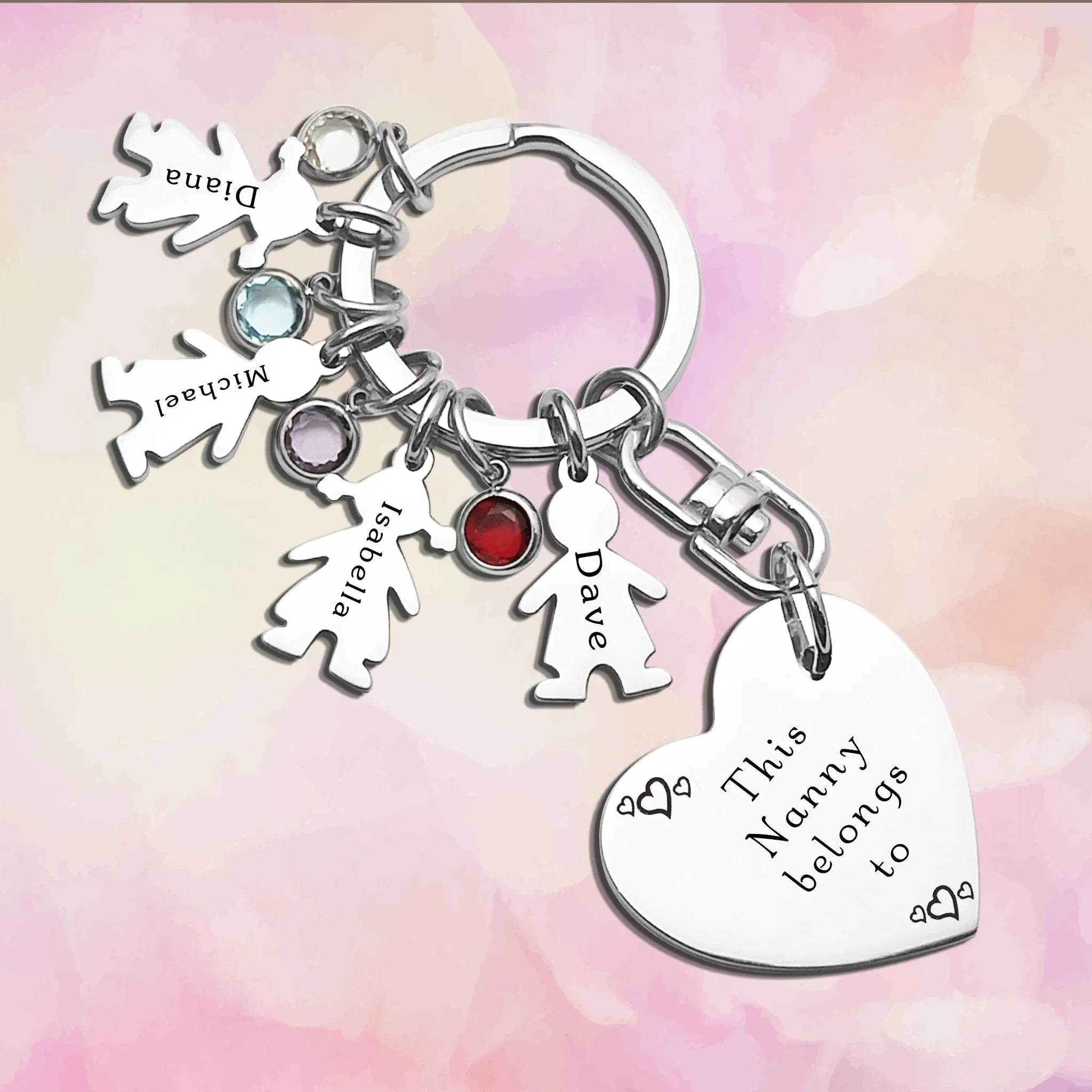 Kids Love Heart Keyring - (1 Silver Child Charm Included)