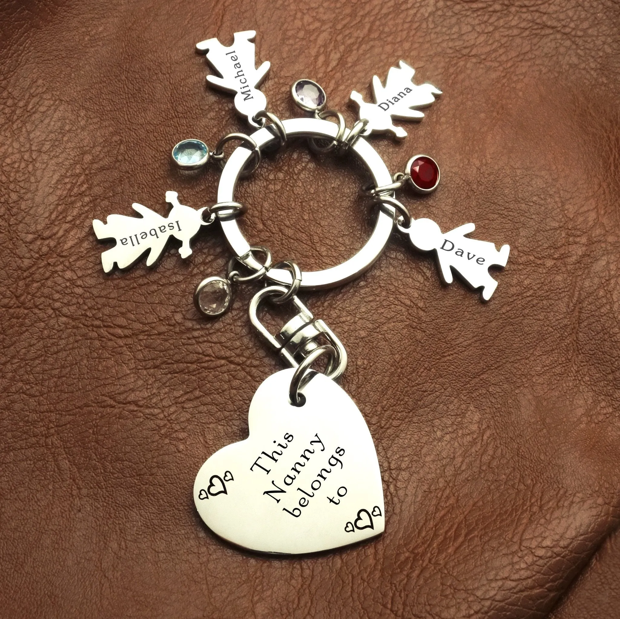 Kids Love Heart Keyring - (1 Silver Child Charm Included)