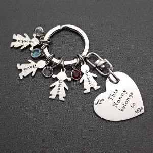 Kids Love Heart Keyring - (1 Silver Child Charm Included)