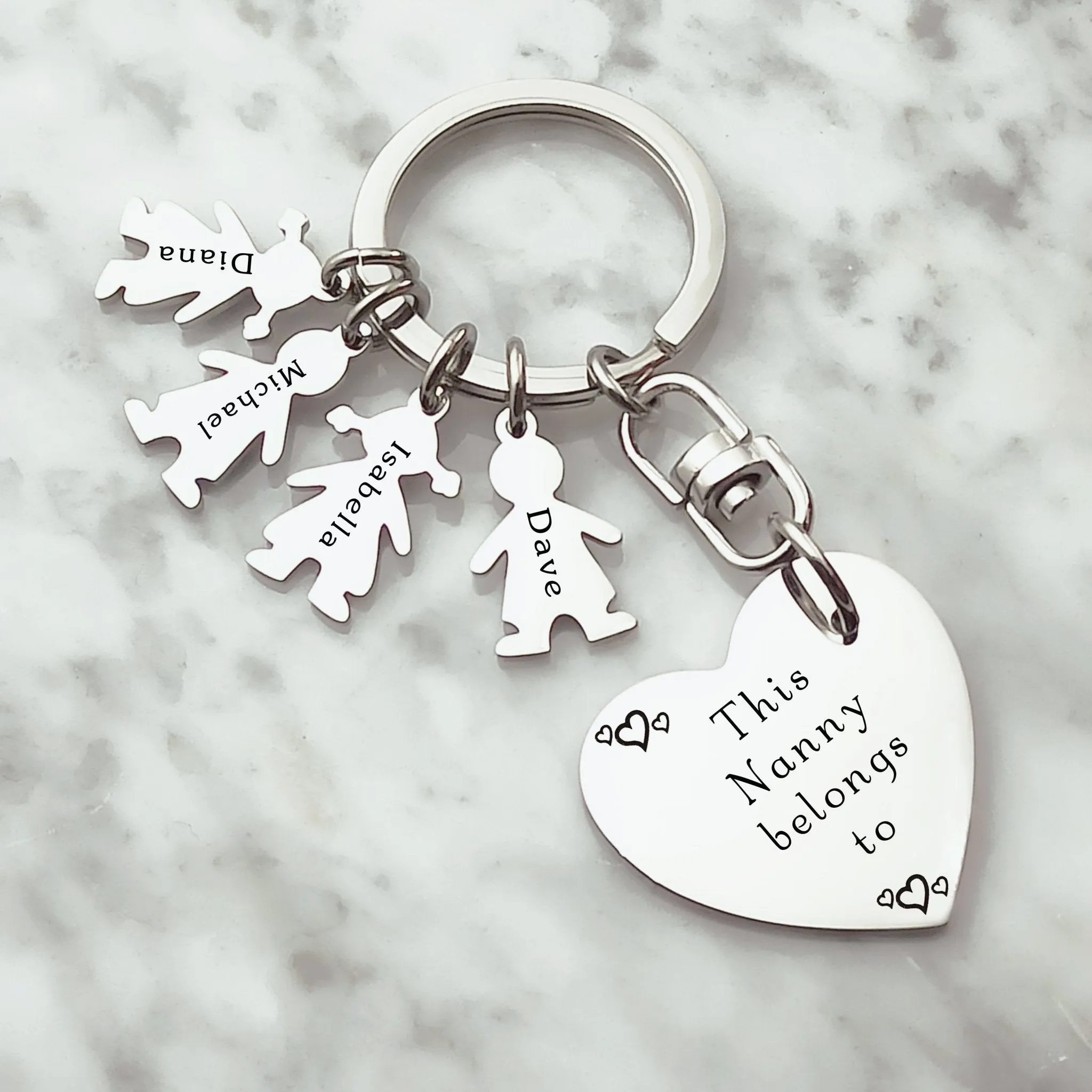 Kids Love Heart Keyring - (1 Silver Child Charm Included)