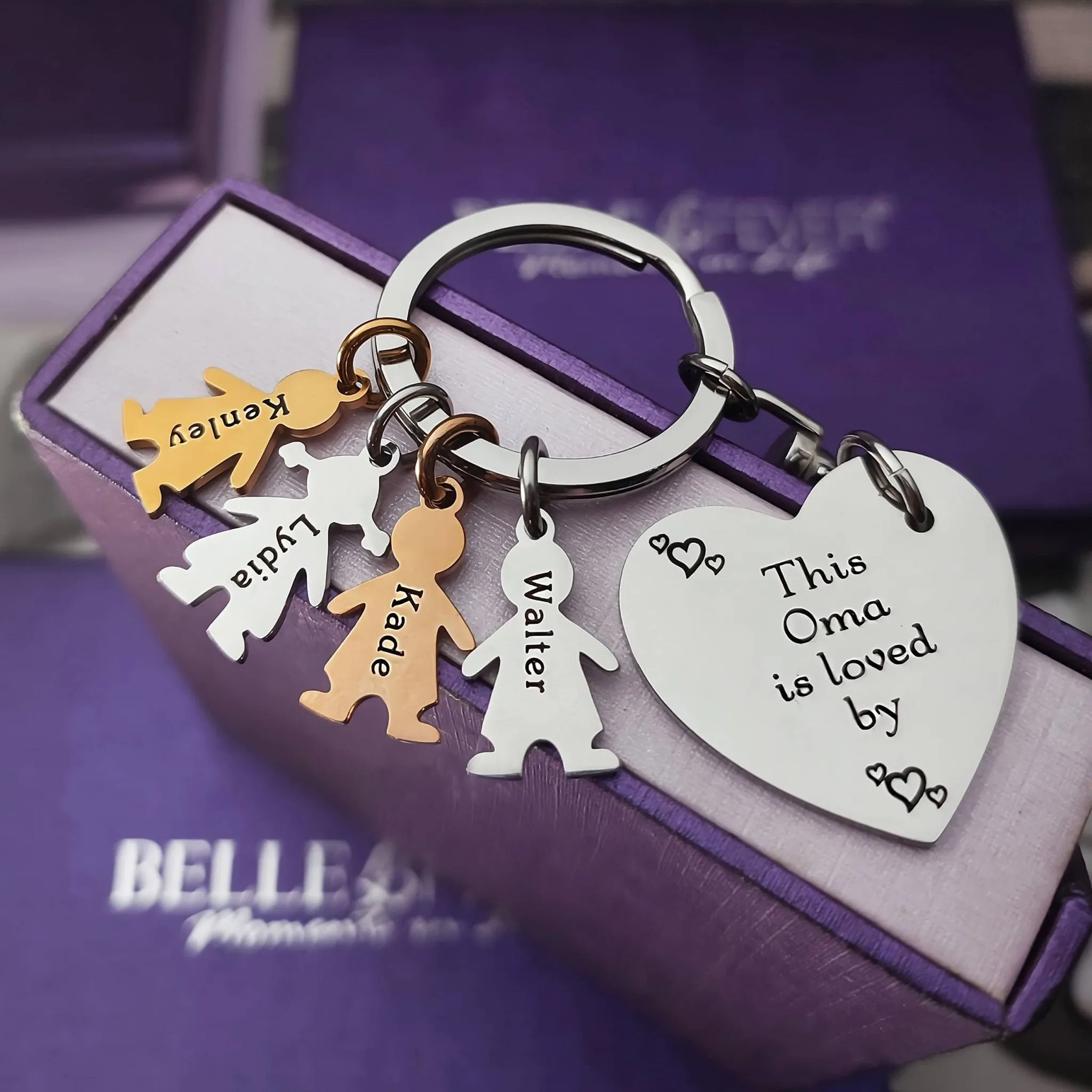 Kids Love Heart Keyring - (1 Silver Child Charm Included)
