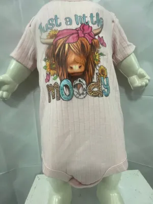Kid's "Just A Little Moody" w/Highland Cow Short sleeve T-Shirt