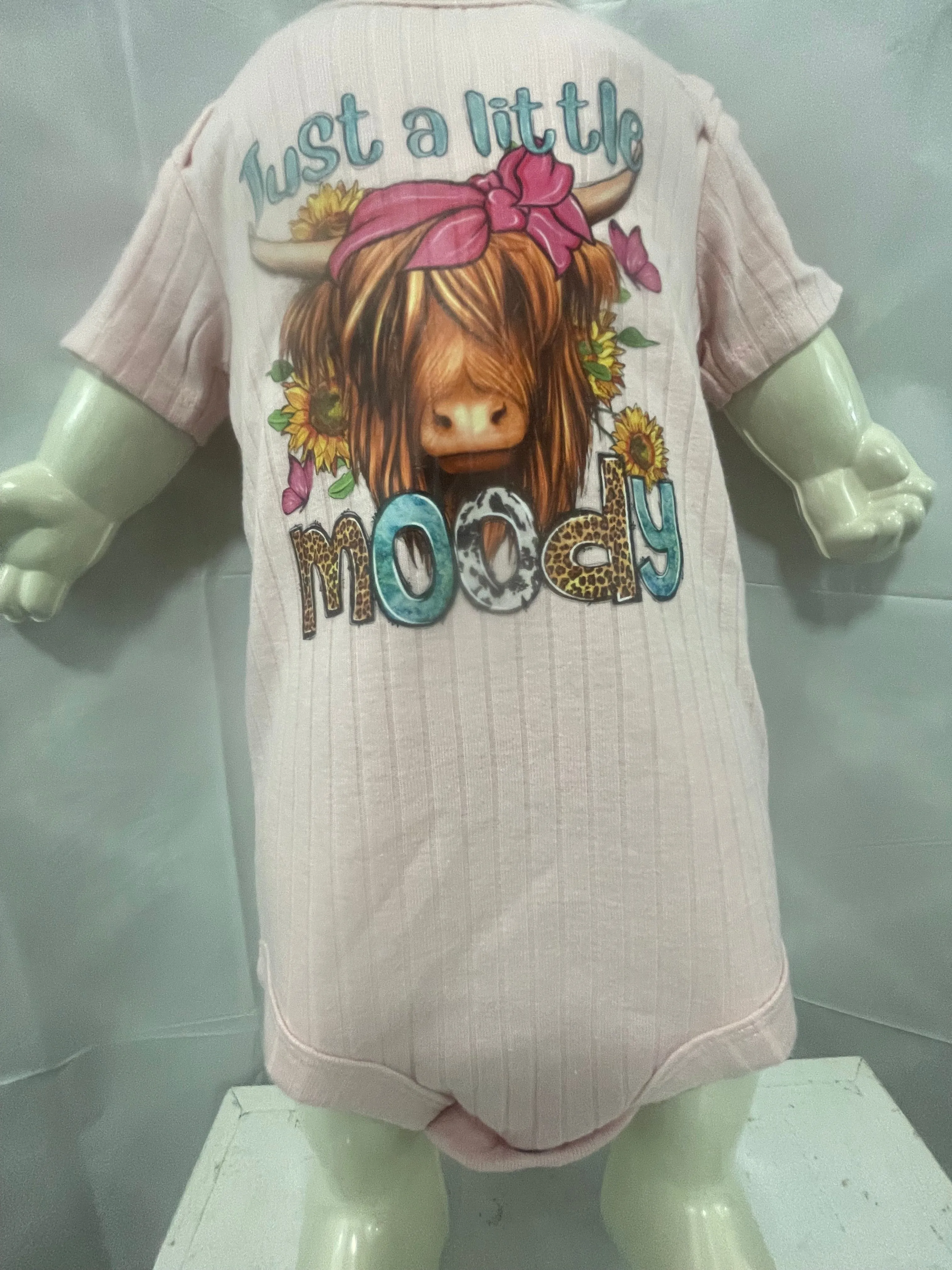 Kid's "Just A Little Moody" w/Highland Cow Short sleeve T-Shirt